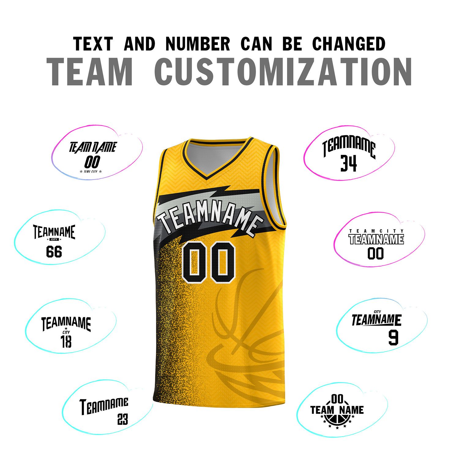 Custom Gold Dot Scatter Graffiti Pattern Sports Uniform Basketball Jersey