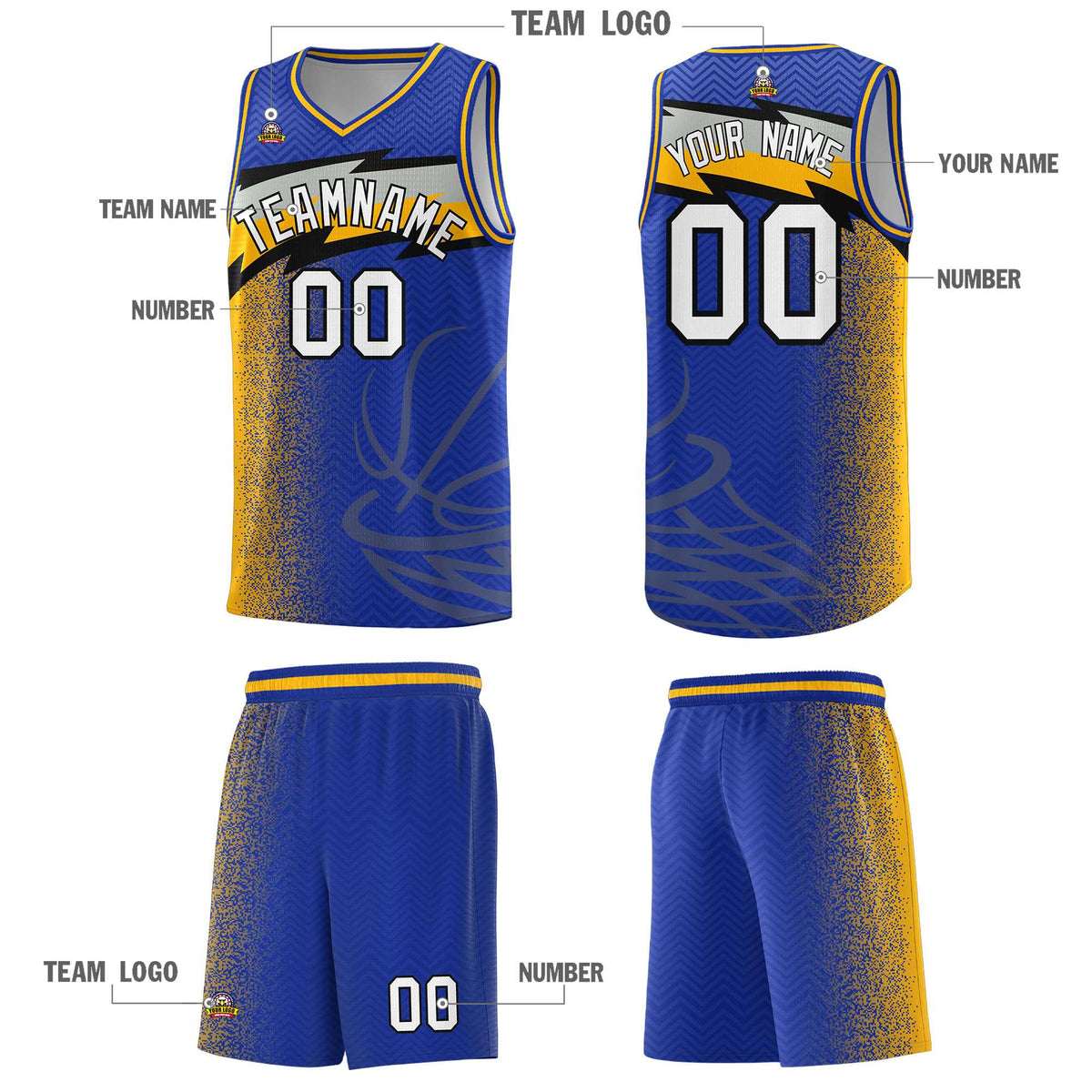 Custom Royal Dot Scatter Graffiti Pattern Sports Uniform Basketball Jersey