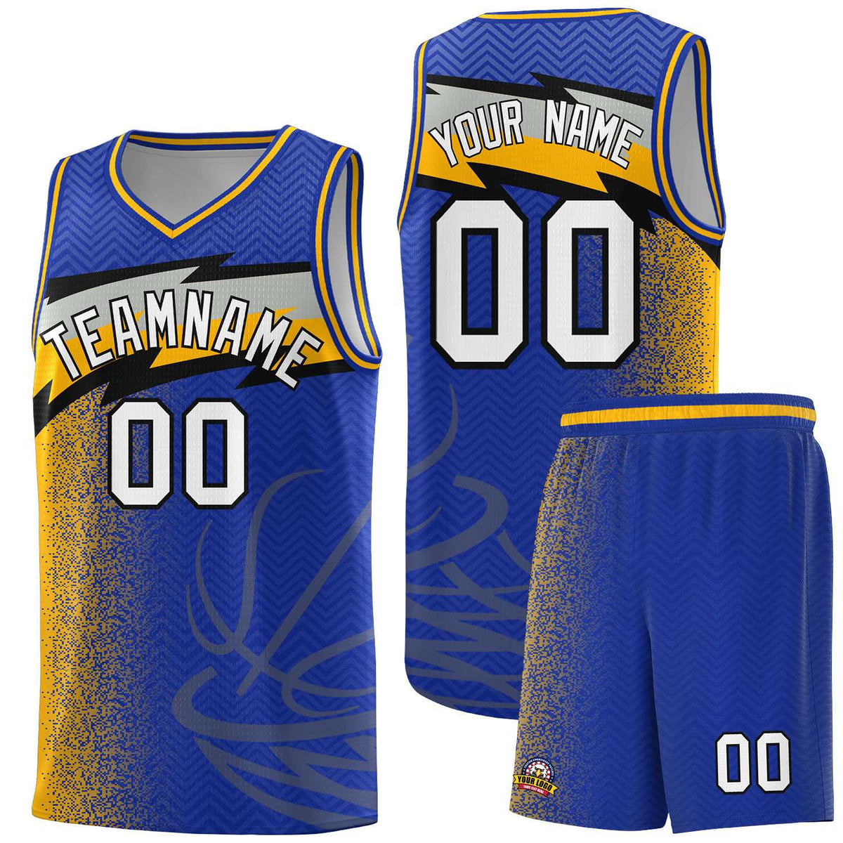 Custom Royal Dot Scatter Graffiti Pattern Sports Uniform Basketball Jersey