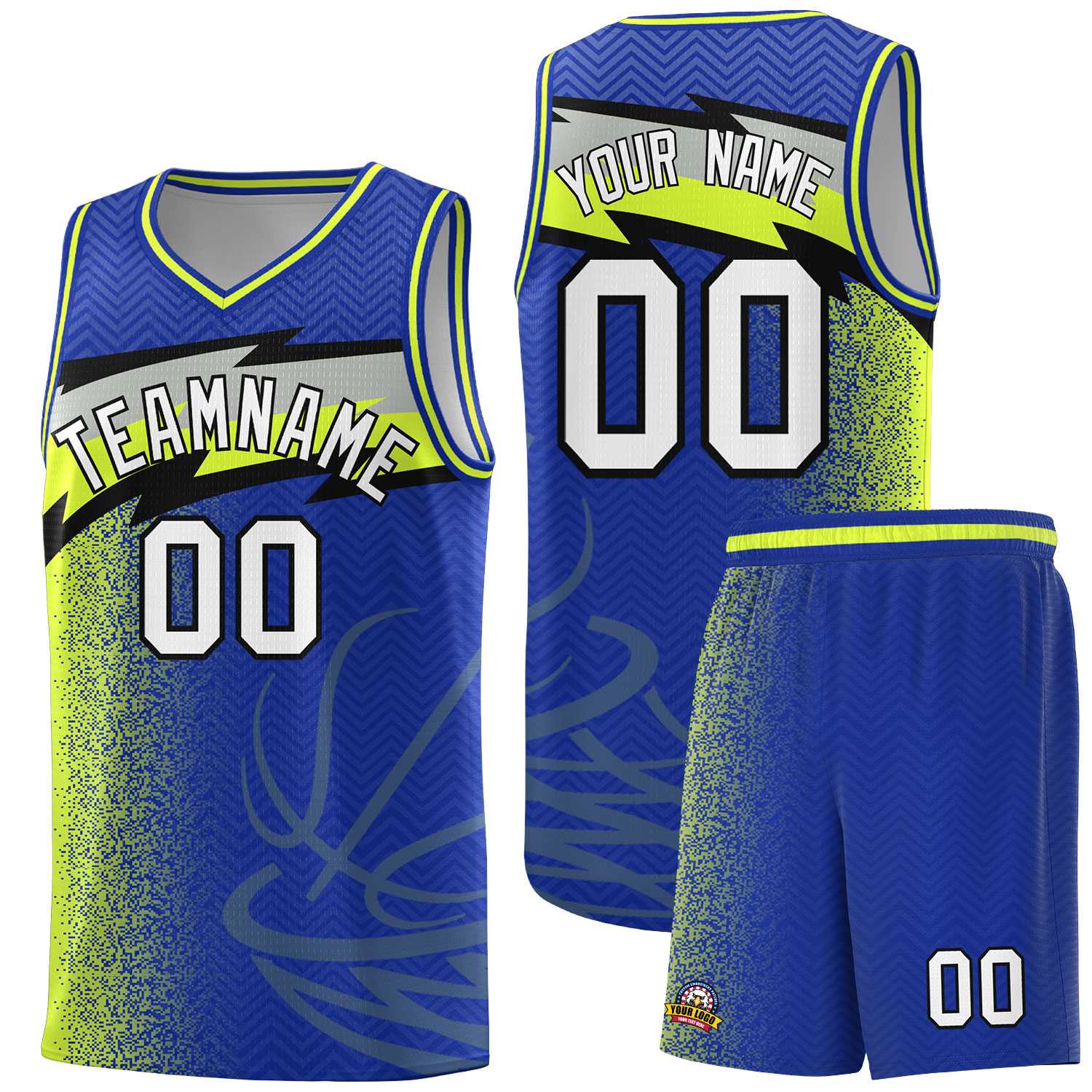 Custom Royal Dot Scatter Graffiti Pattern Sports Uniform Basketball Jersey
