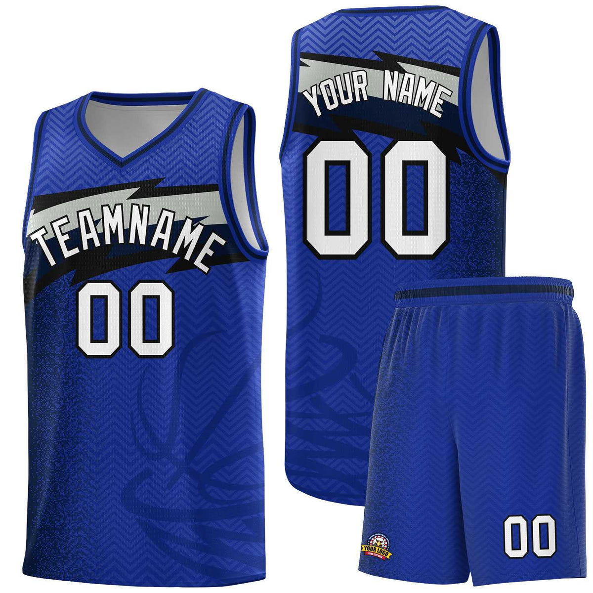 Custom Royal Dot Scatter Graffiti Pattern Sports Uniform Basketball Jersey
