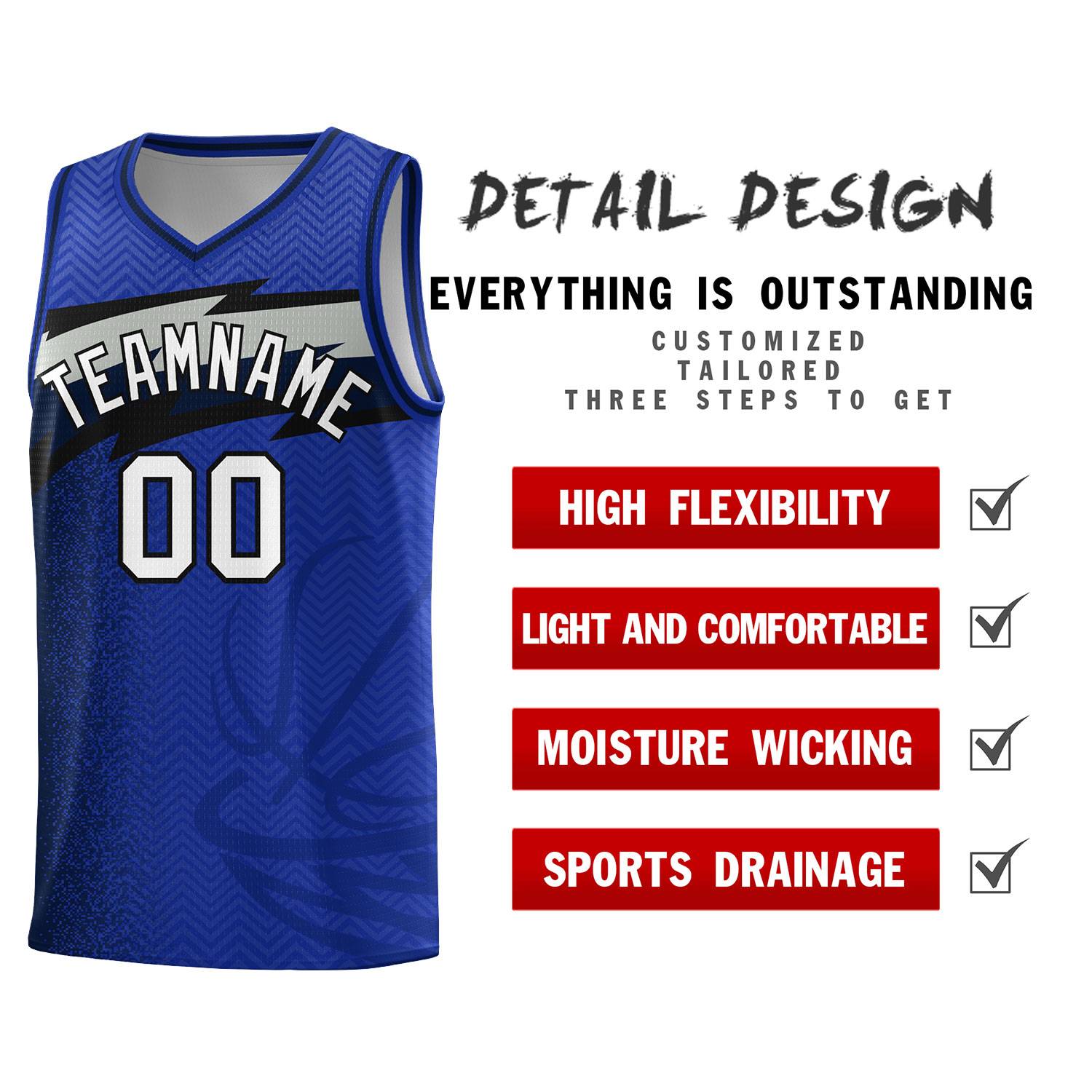 Custom Royal Dot Scatter Graffiti Pattern Sports Uniform Basketball Jersey