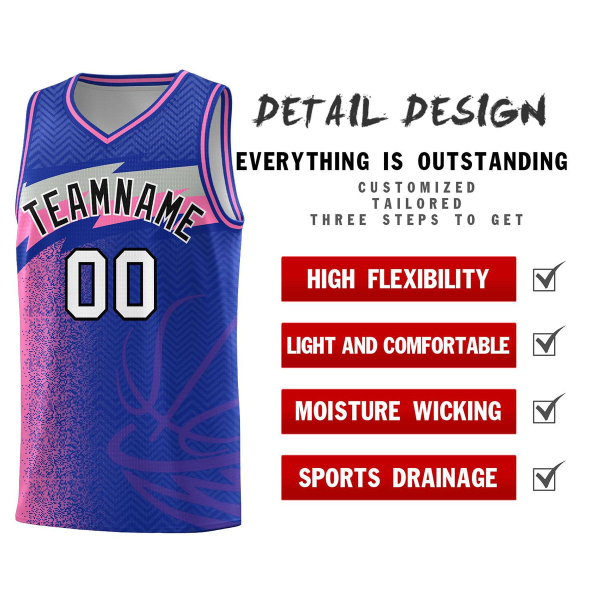 Custom Royal Dot Scatter Graffiti Pattern Sports Uniform Basketball Jersey