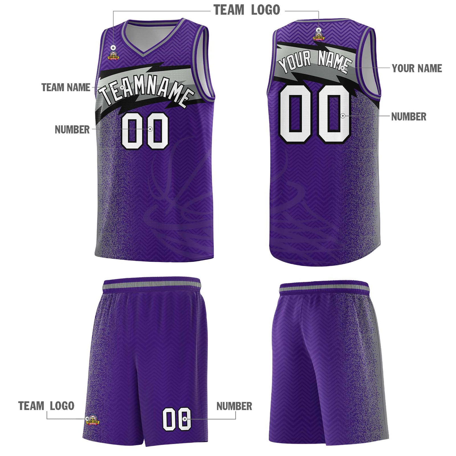 Custom Purple Dot Scatter Graffiti Pattern Sports Uniform Basketball Jersey