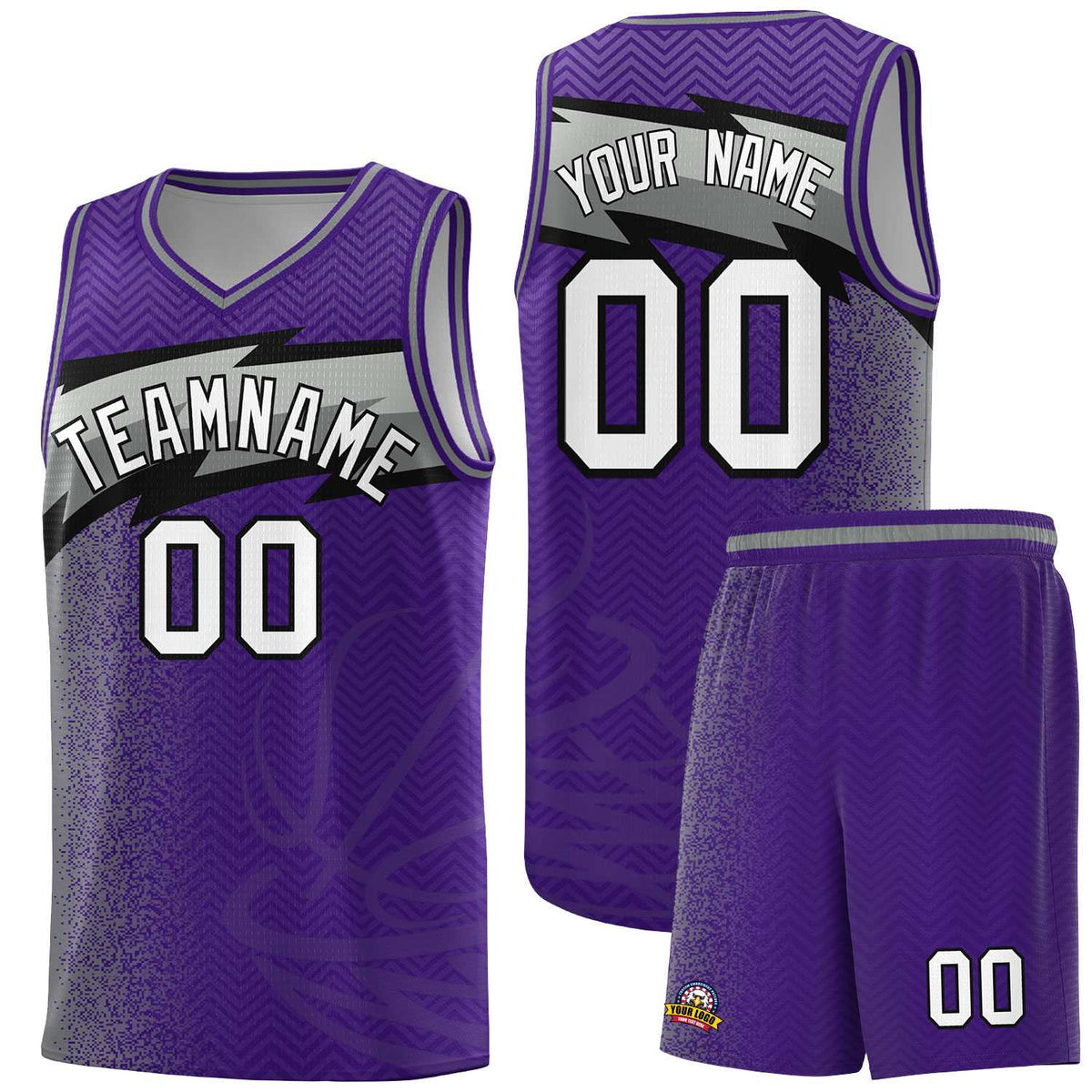 Custom Purple Dot Scatter Graffiti Pattern Sports Uniform Basketball Jersey