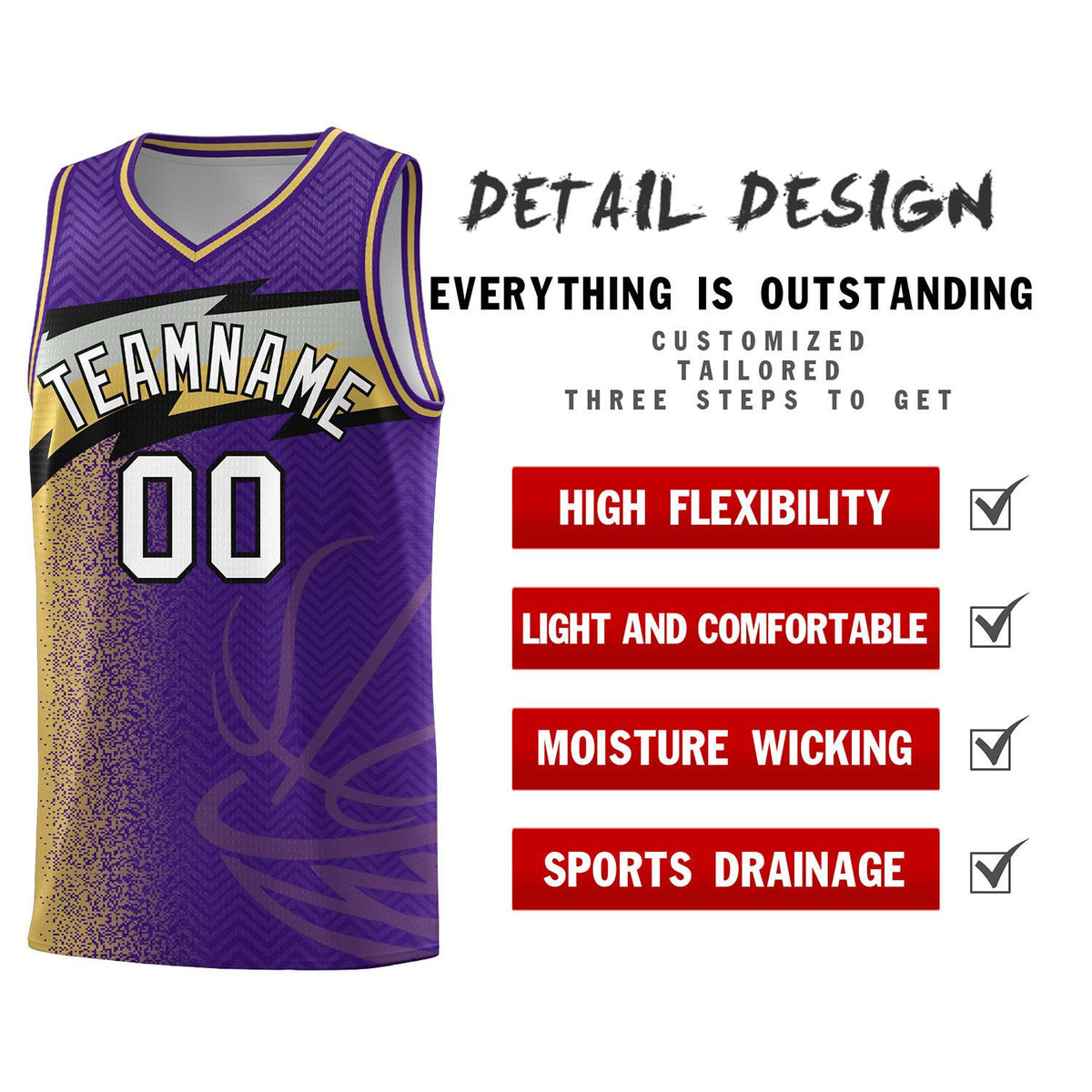 Custom Purple Dot Scatter Graffiti Pattern Sports Uniform Basketball Jersey