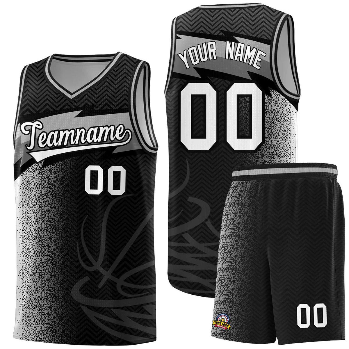 Custom Black Dot Scatter Graffiti Pattern Sports Uniform Basketball Jersey