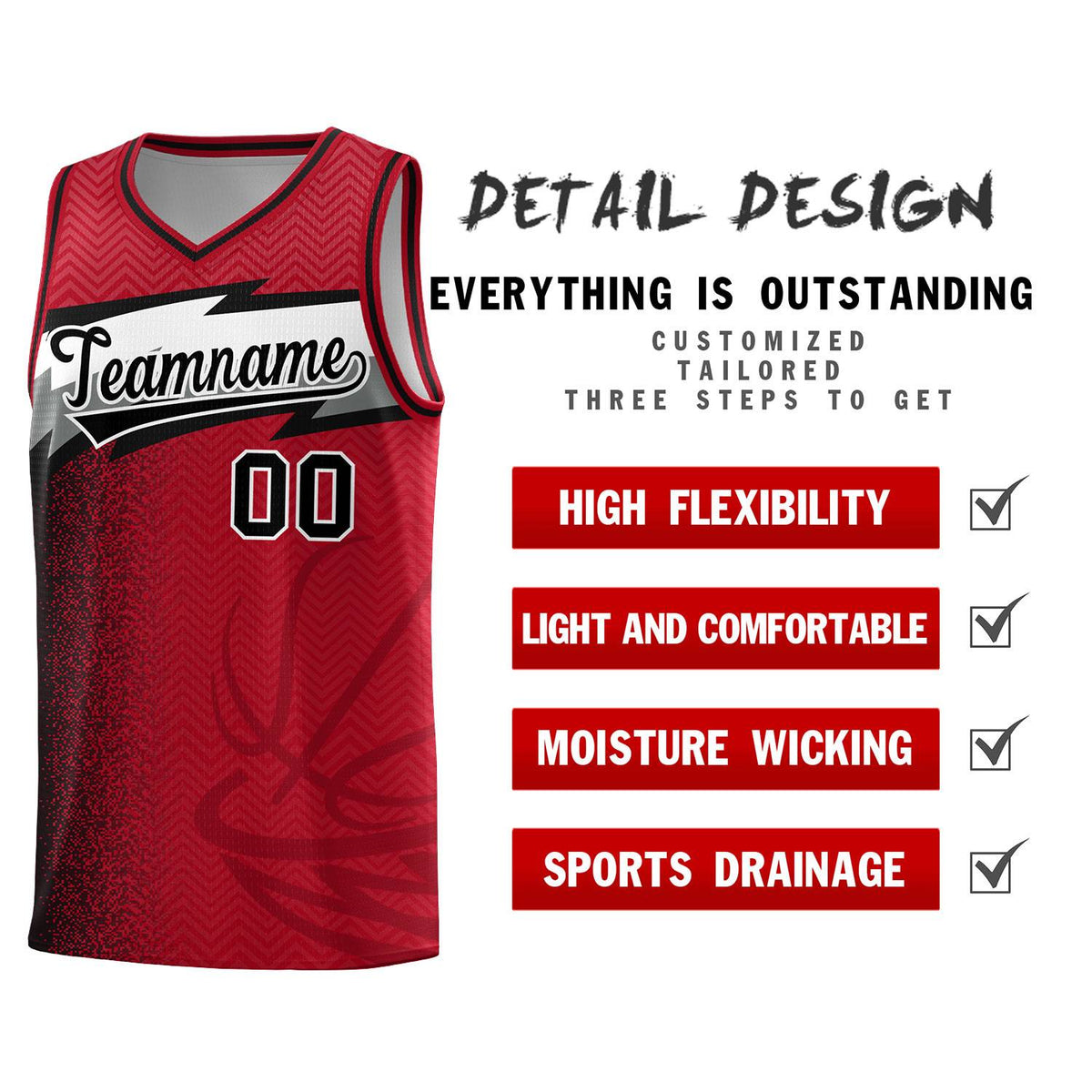 Custom Red Dot Scatter Graffiti Pattern Sports Uniform Basketball Jersey