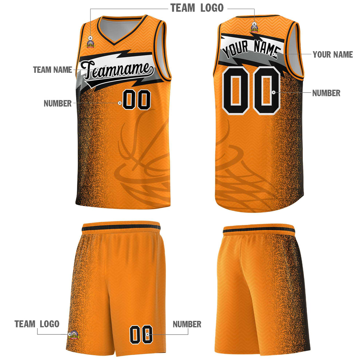 Custom Broncos Orange Dot Scatter Graffiti Pattern Sports Uniform Basketball Jersey