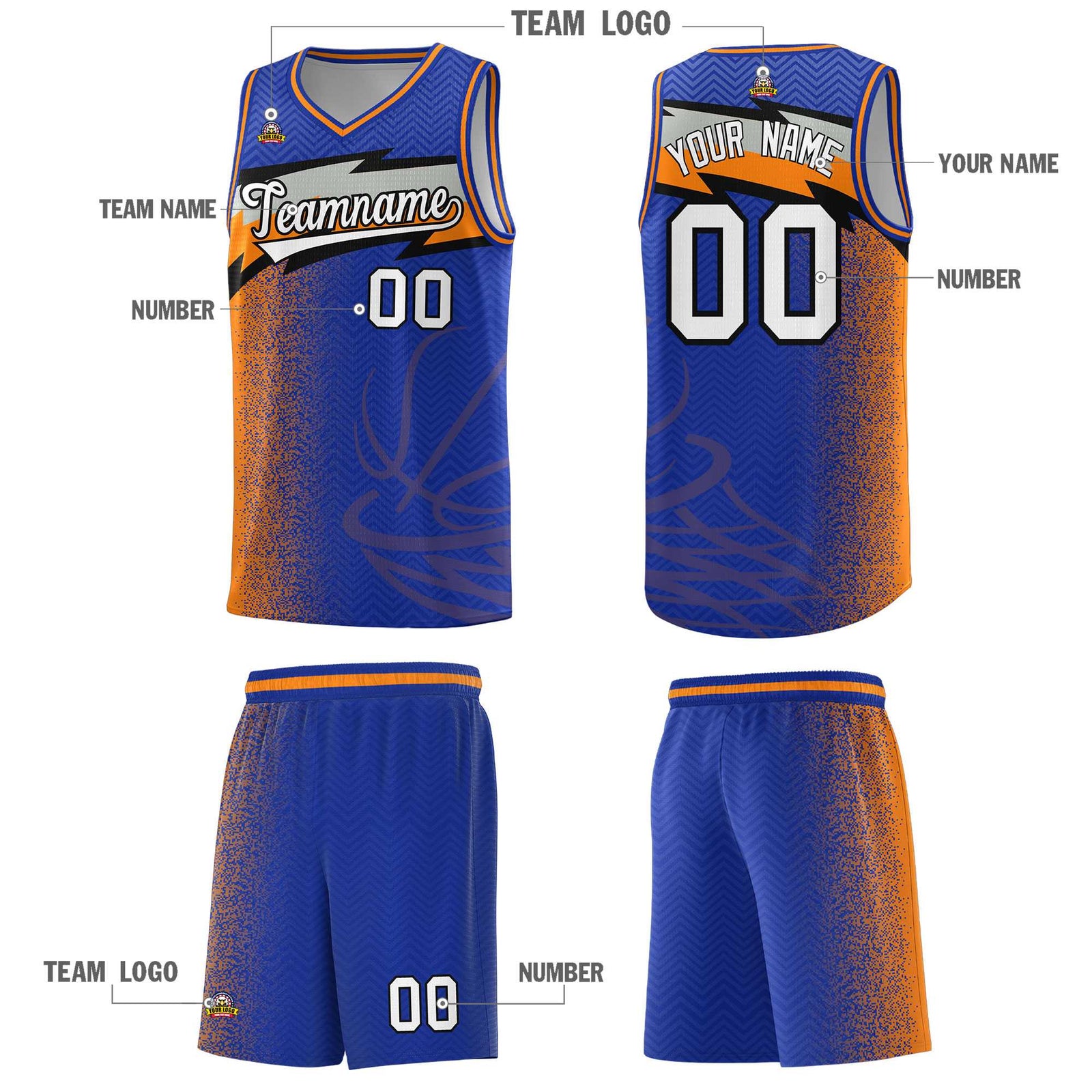 Custom Royal Dot Scatter Graffiti Pattern Sports Uniform Basketball Jersey