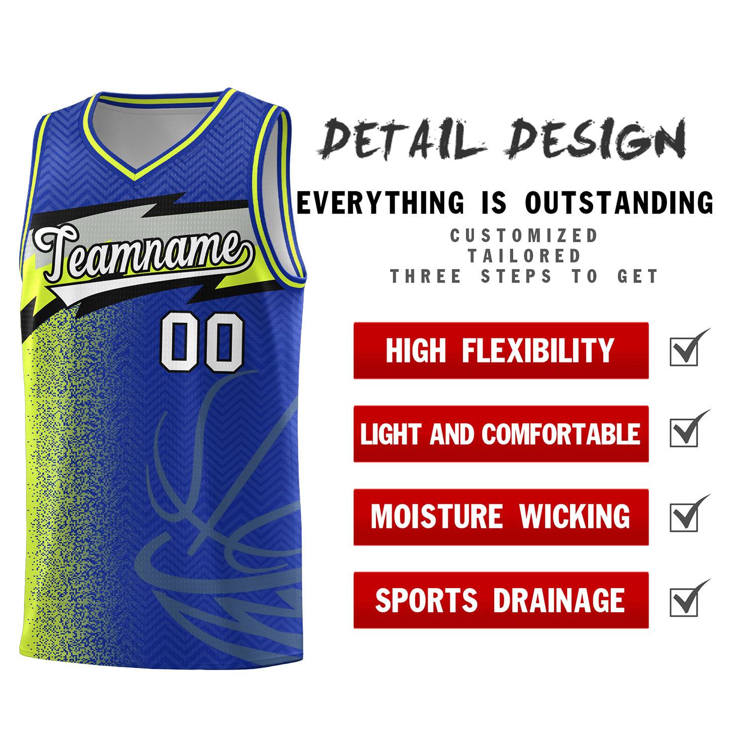 Custom Royal Dot Scatter Graffiti Pattern Sports Uniform Basketball Jersey