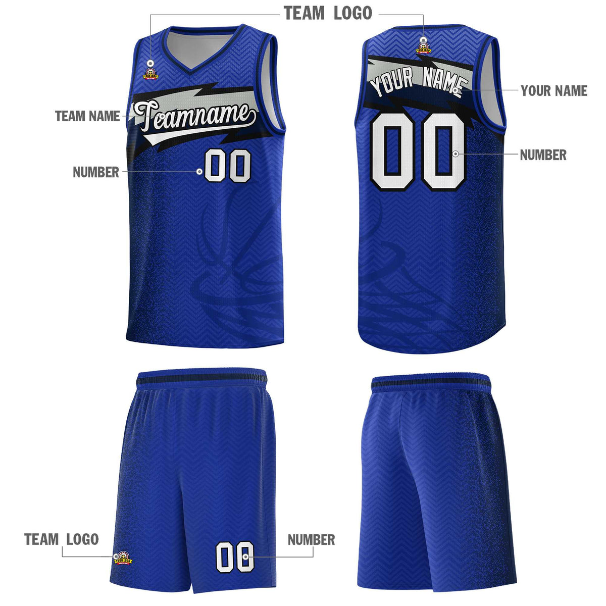 Custom Royal Dot Scatter Graffiti Pattern Sports Uniform Basketball Jersey