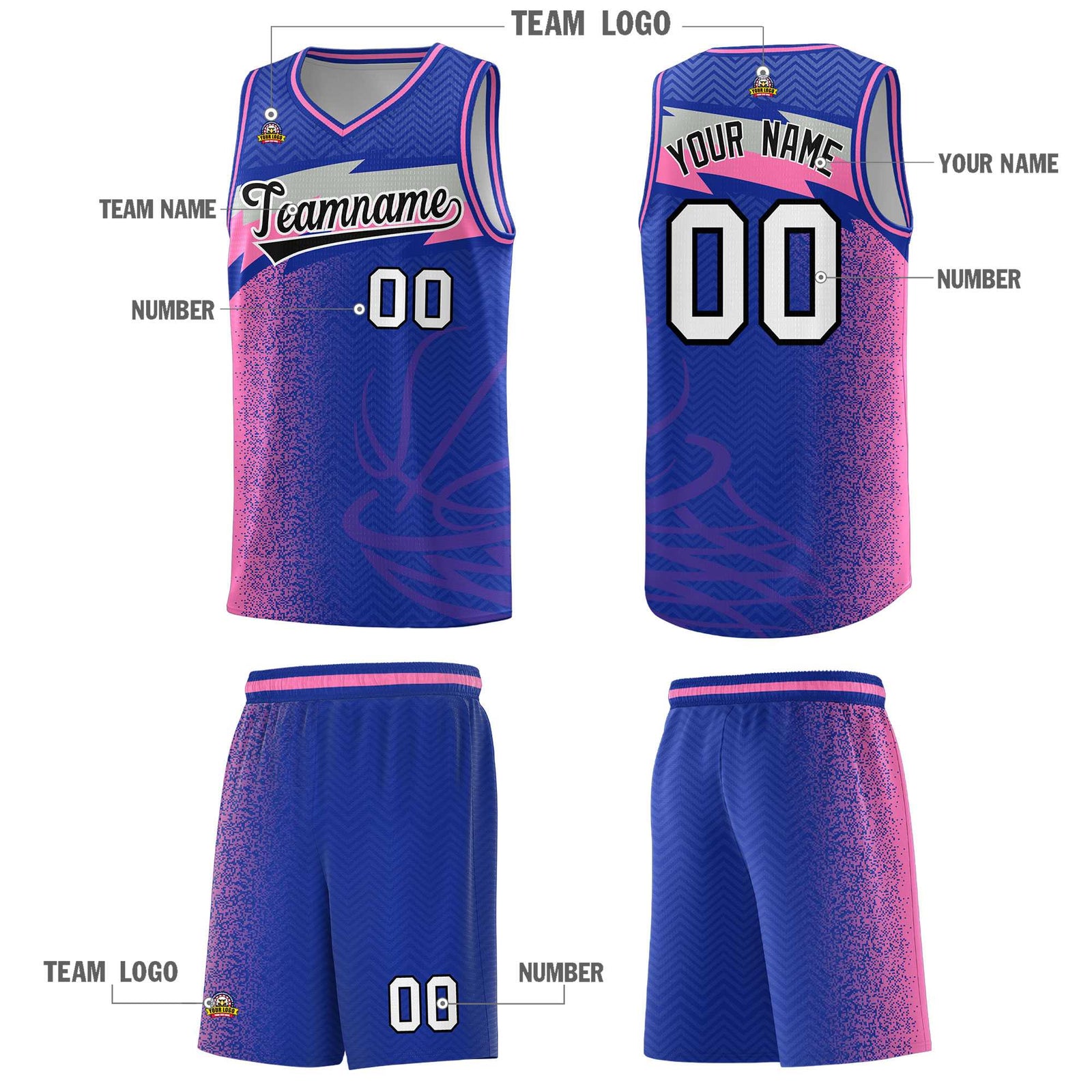 Custom Royal Dot Scatter Graffiti Pattern Sports Uniform Basketball Jersey