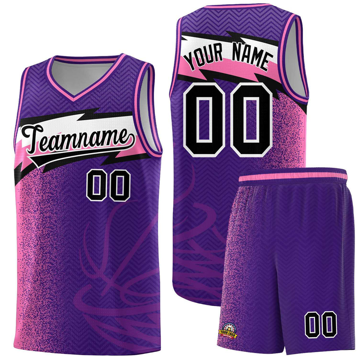 Custom Purple Dot Scatter Graffiti Pattern Sports Uniform Basketball Jersey