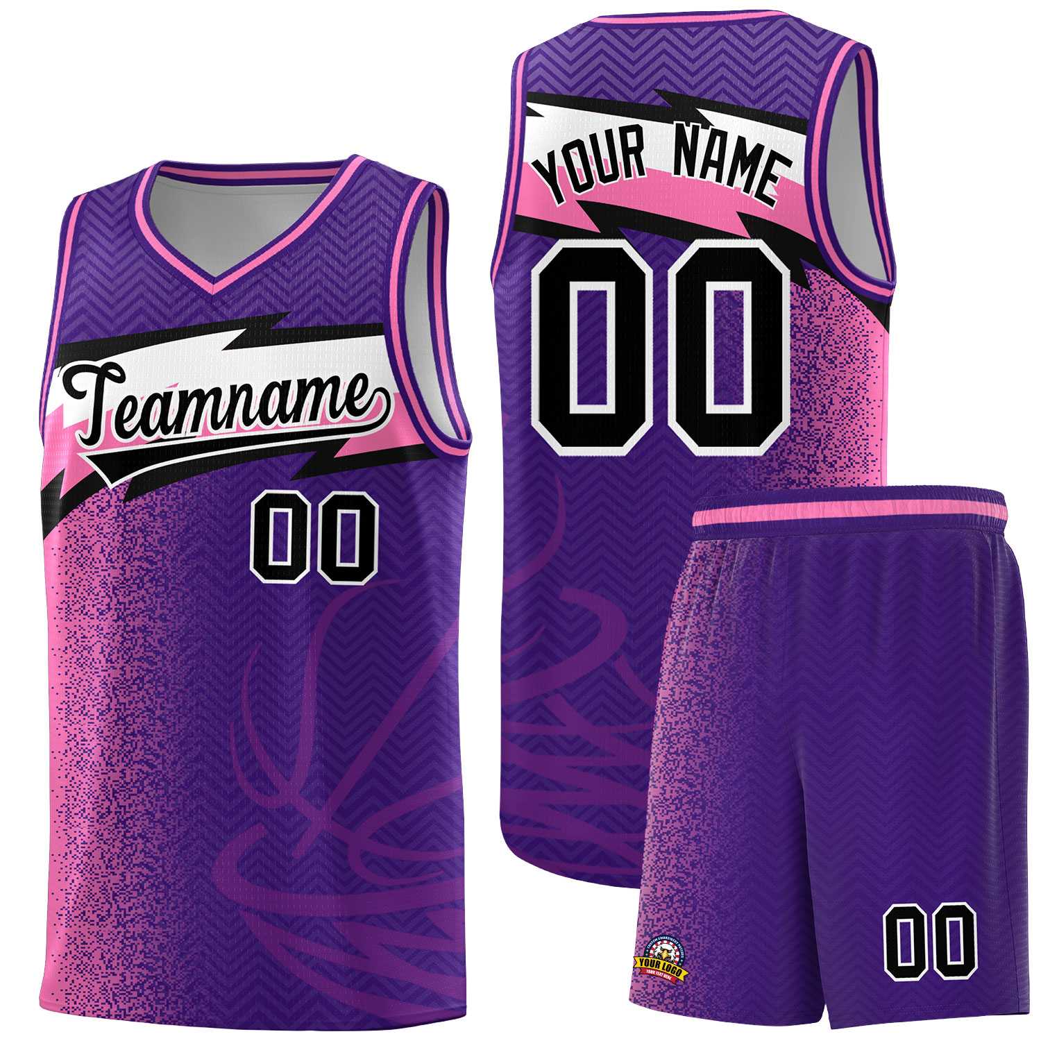 Custom Purple Dot Scatter Graffiti Pattern Sports Uniform Basketball Jersey