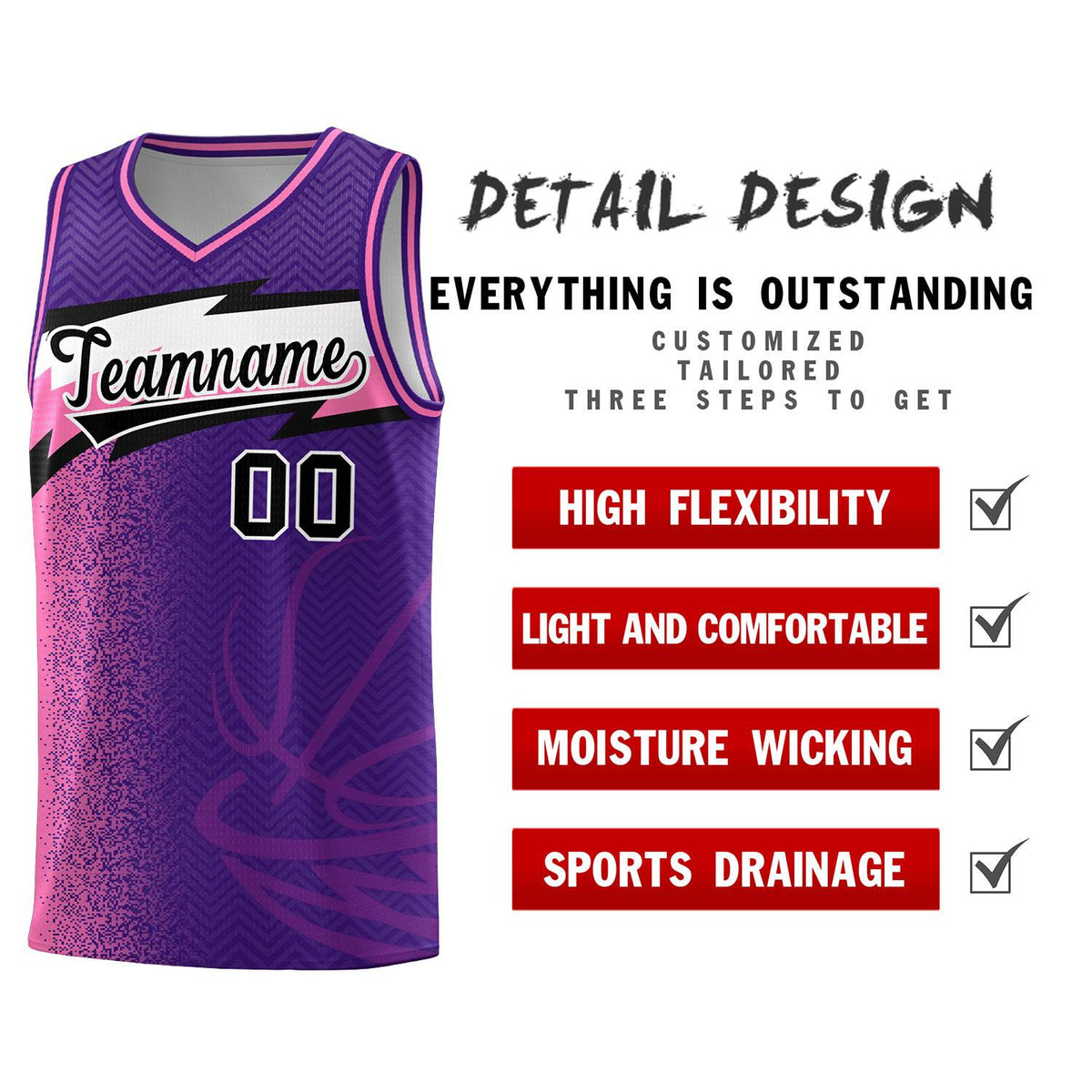 Custom Purple Dot Scatter Graffiti Pattern Sports Uniform Basketball Jersey