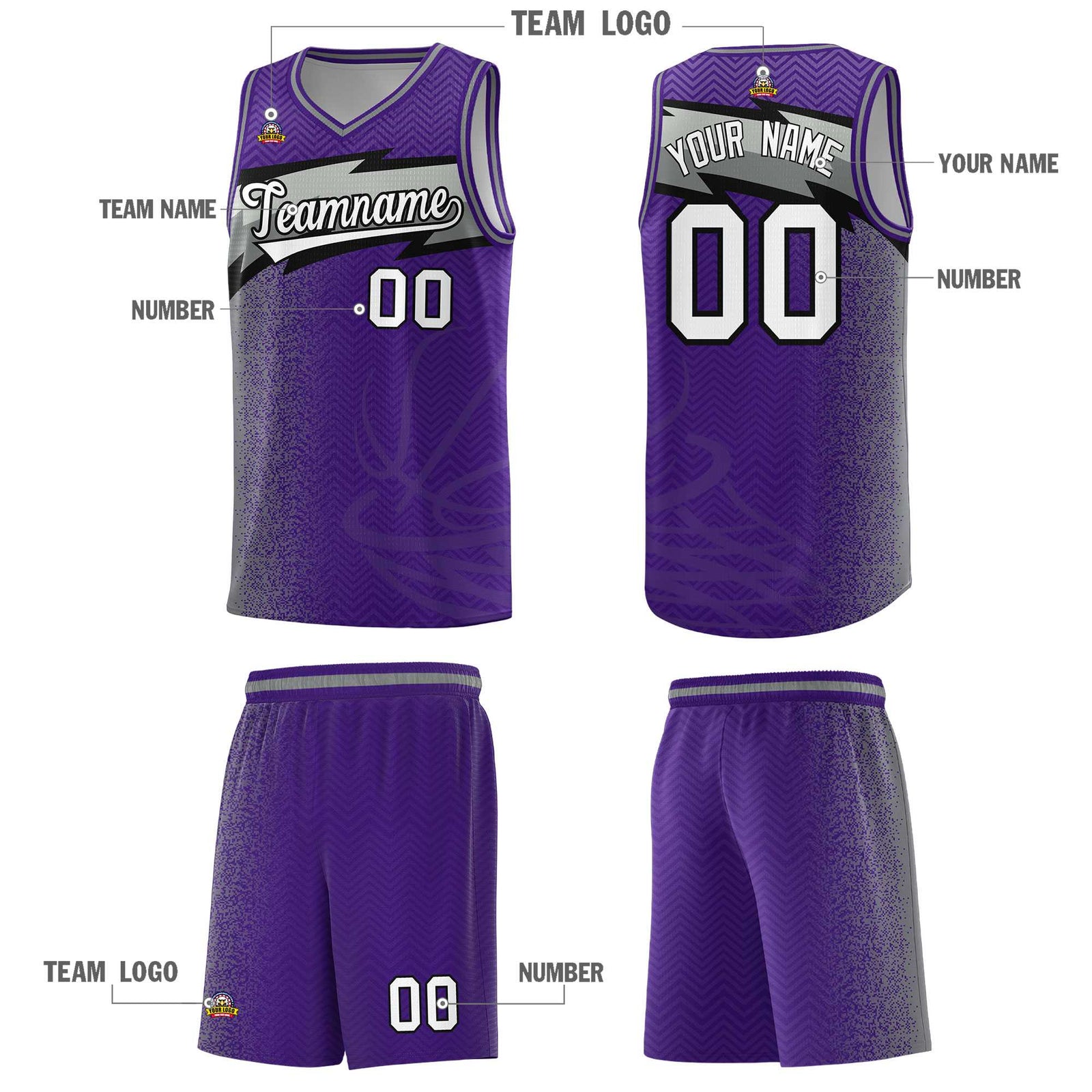 Custom Purple Dot Scatter Graffiti Pattern Sports Uniform Basketball Jersey
