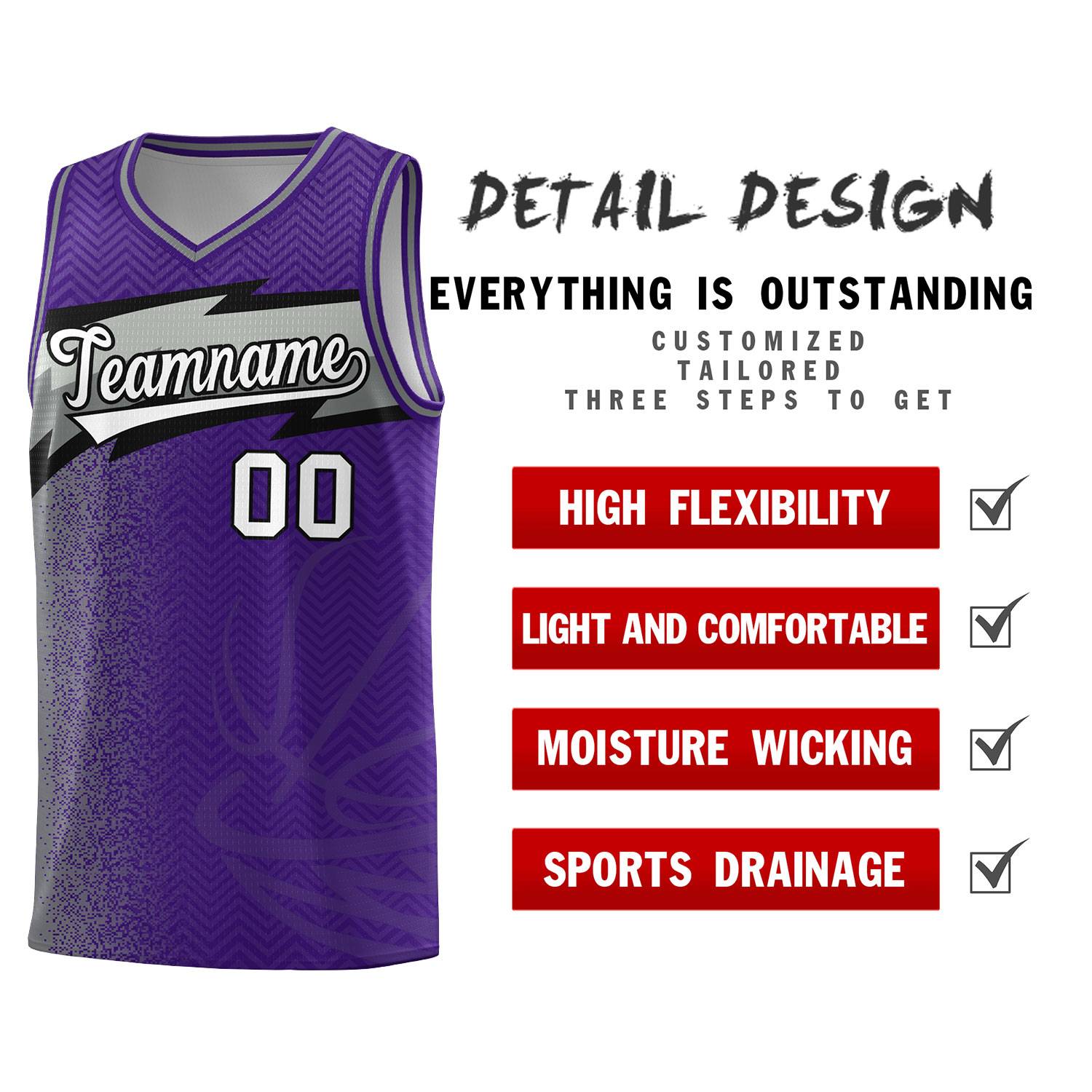 Custom Purple Dot Scatter Graffiti Pattern Sports Uniform Basketball Jersey
