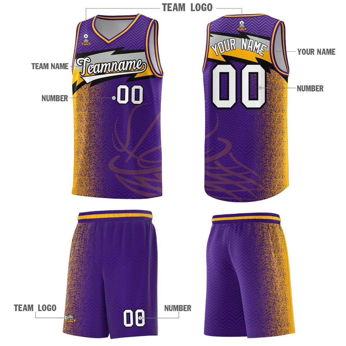 Custom Purple Dot Scatter Graffiti Pattern Sports Uniform Basketball Jersey