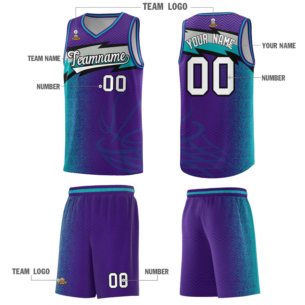 Custom Purple Dot Scatter Graffiti Pattern Sports Uniform Basketball Jersey
