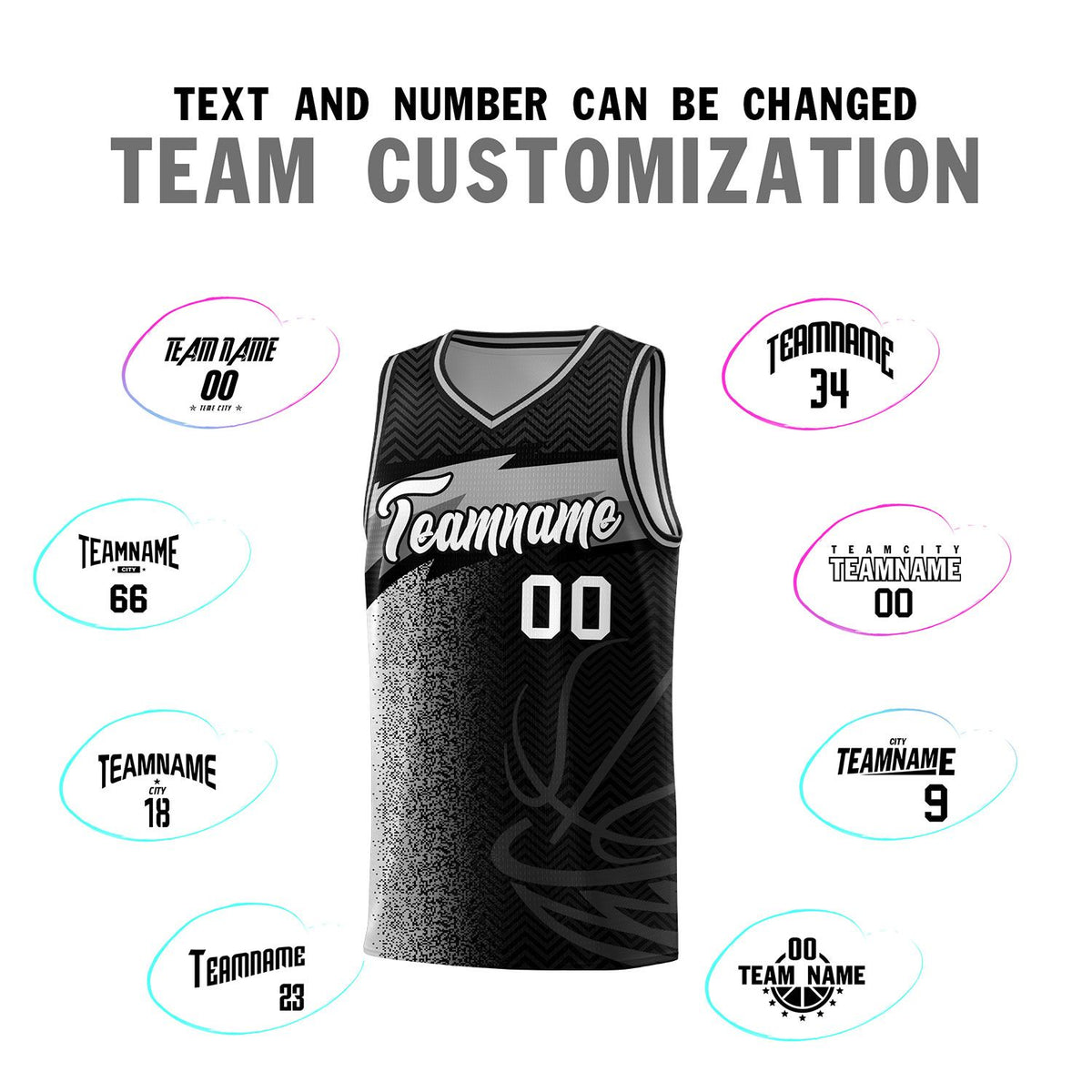 Custom Black Dot Scatter Graffiti Pattern Sports Uniform Basketball Jersey