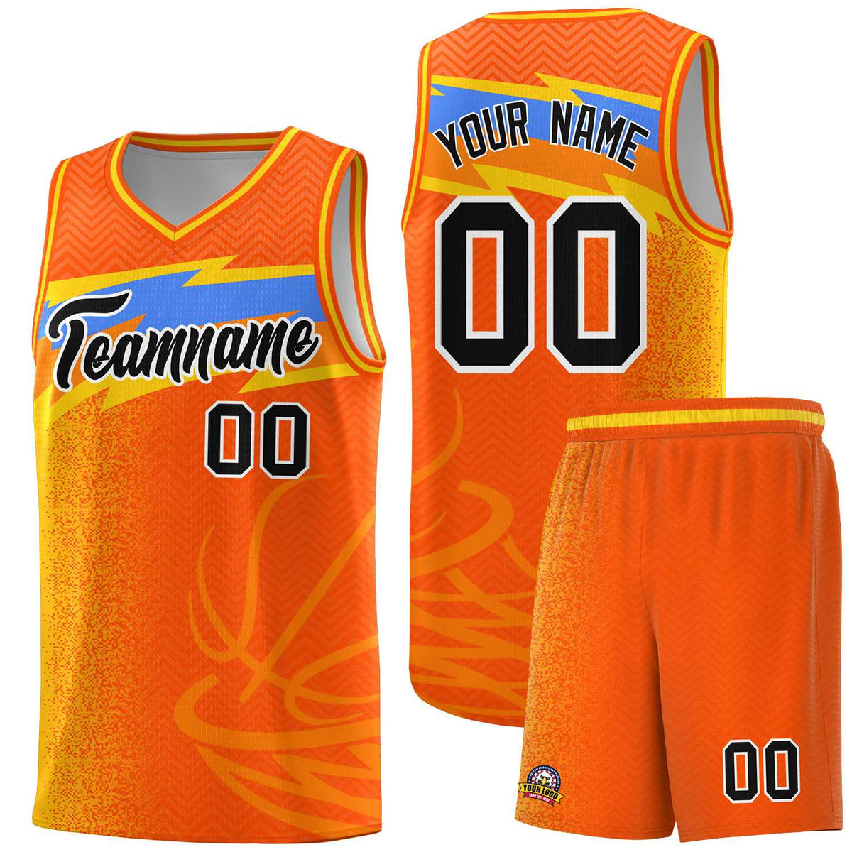 Custom Orange Dot Scatter Graffiti Pattern Sports Uniform Basketball Jersey