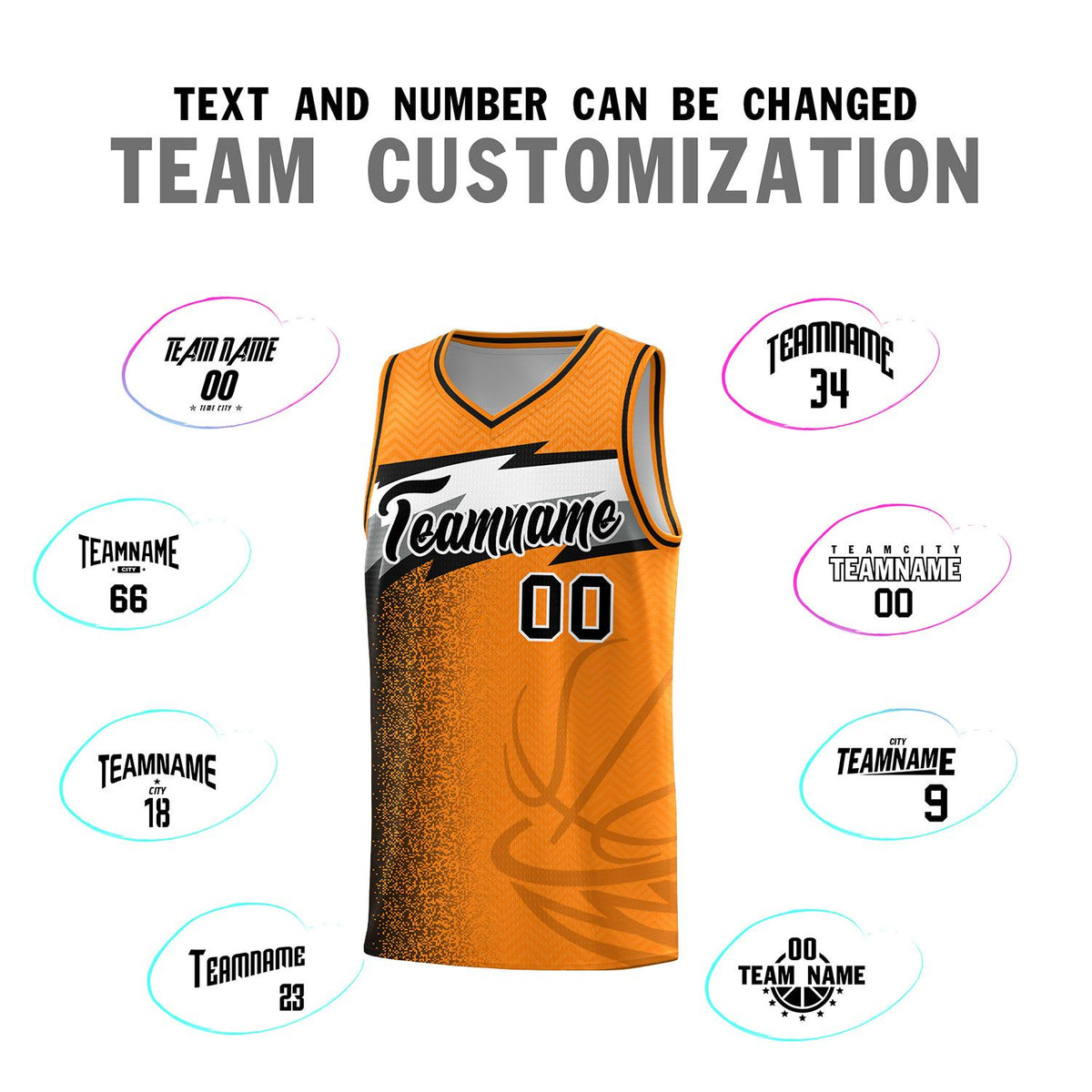 Custom Broncos Orange Dot Scatter Graffiti Pattern Sports Uniform Basketball Jersey