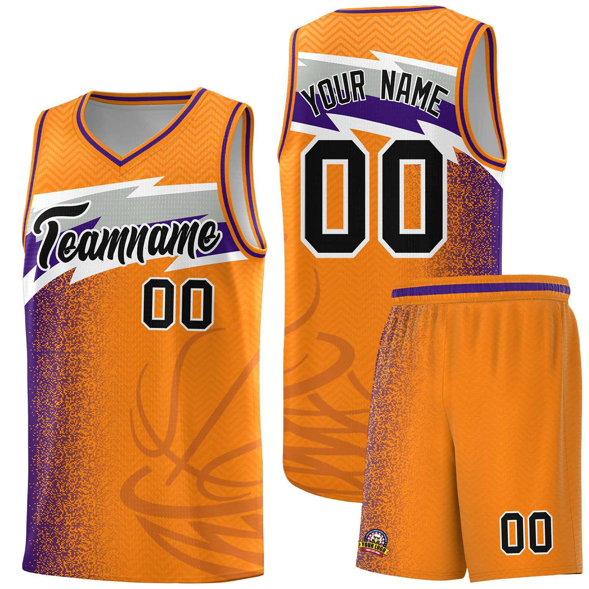 Custom Broncos Orange Dot Scatter Graffiti Pattern Sports Uniform Basketball Jersey