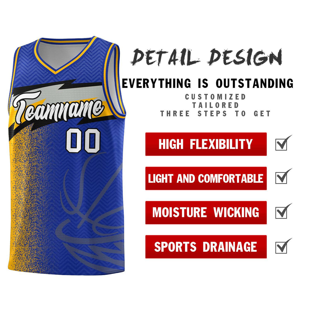 Custom Royal Dot Scatter Graffiti Pattern Sports Uniform Basketball Jersey