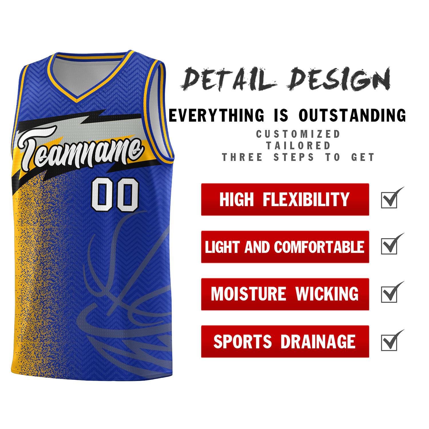 Custom Royal Dot Scatter Graffiti Pattern Sports Uniform Basketball Jersey