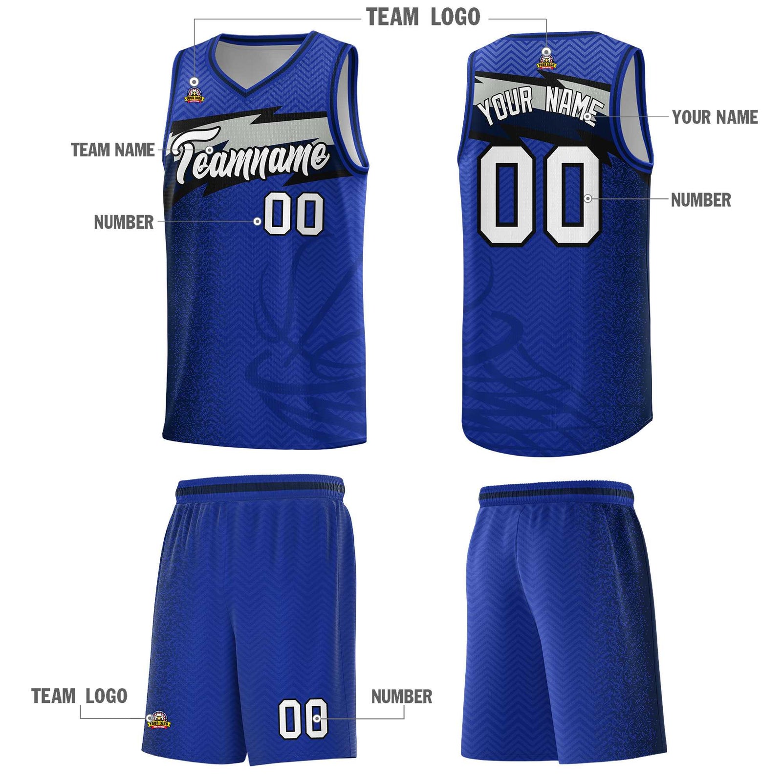 Custom Royal Dot Scatter Graffiti Pattern Sports Uniform Basketball Jersey