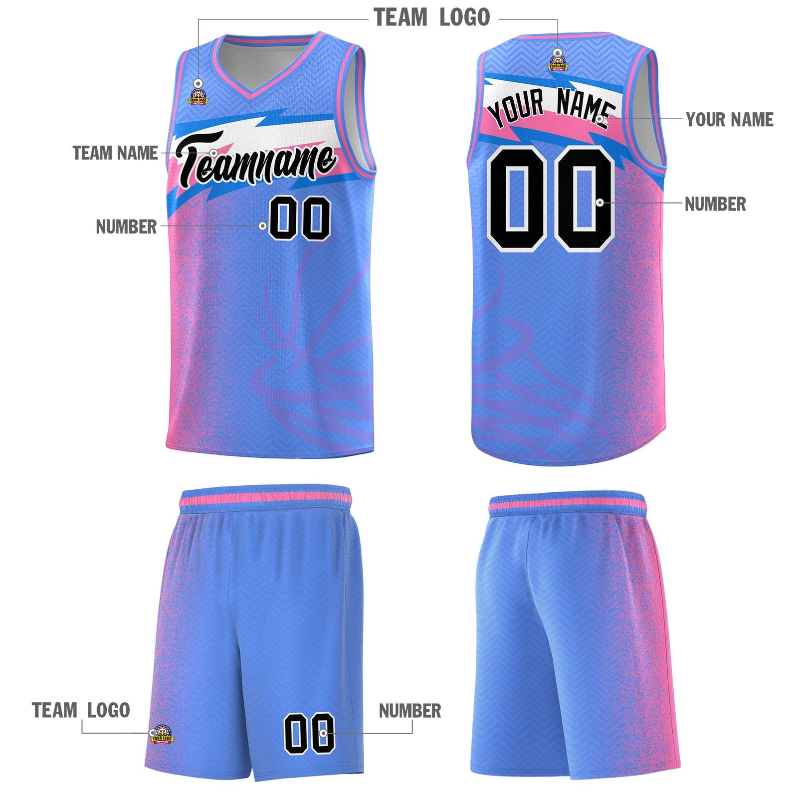 Custom Blue Dot Scatter Graffiti Pattern Sports Uniform Basketball Jersey