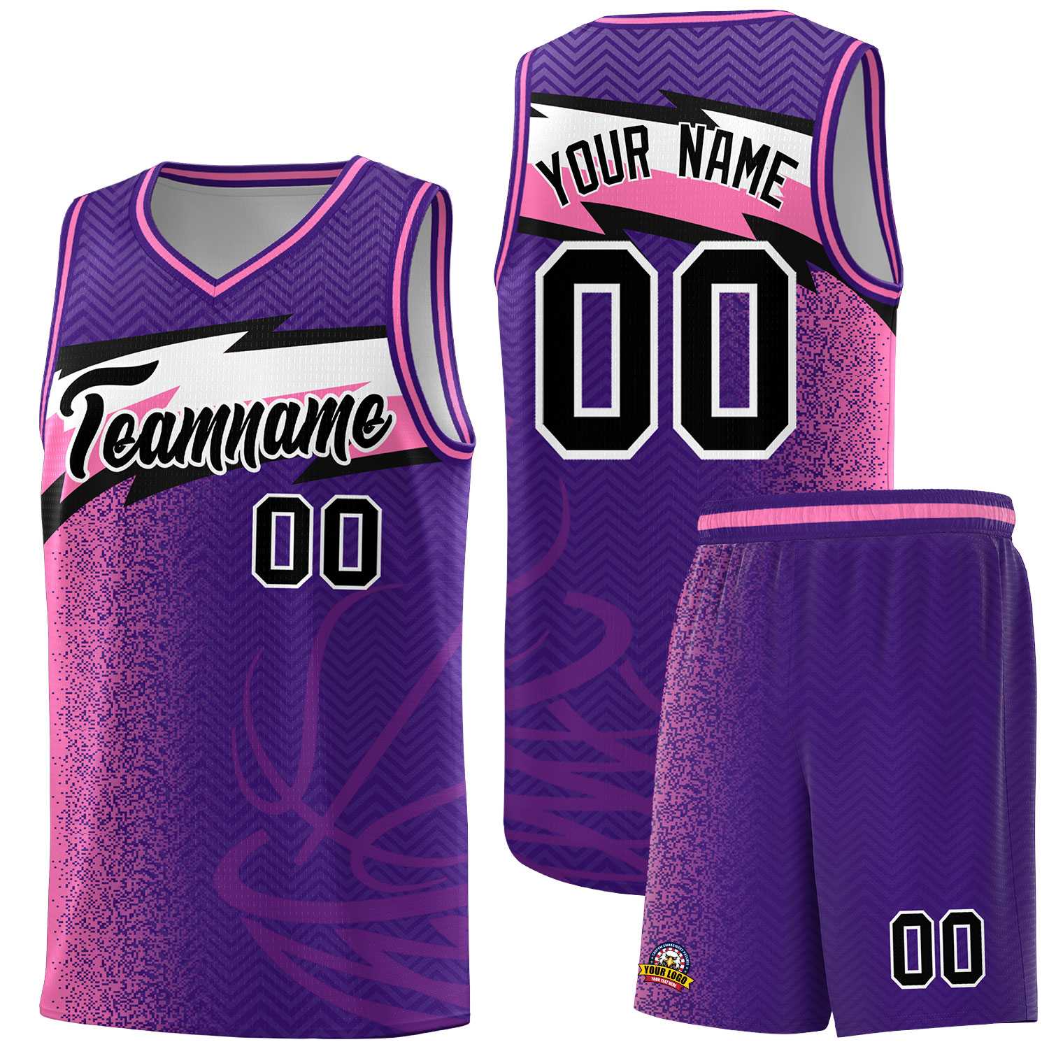 Custom Purple Dot Scatter Graffiti Pattern Sports Uniform Basketball Jersey