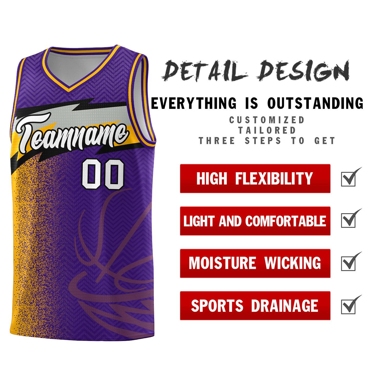 Custom Purple Dot Scatter Graffiti Pattern Sports Uniform Basketball Jersey