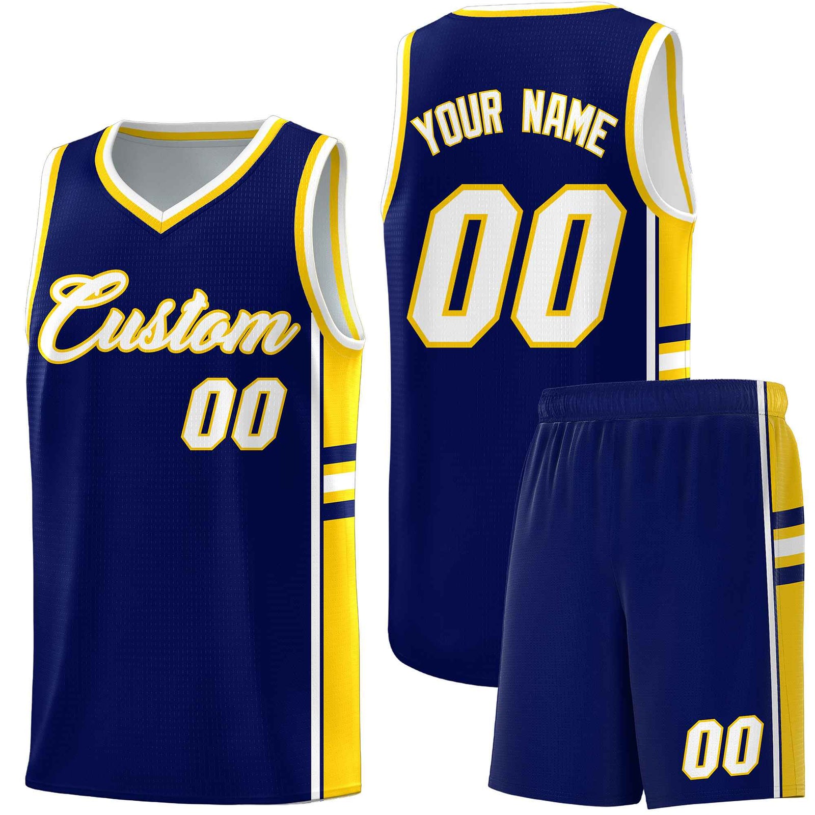 Custom Youth Basketball Jersey - Navy Gold Two-Tone Varsity Jersey Set