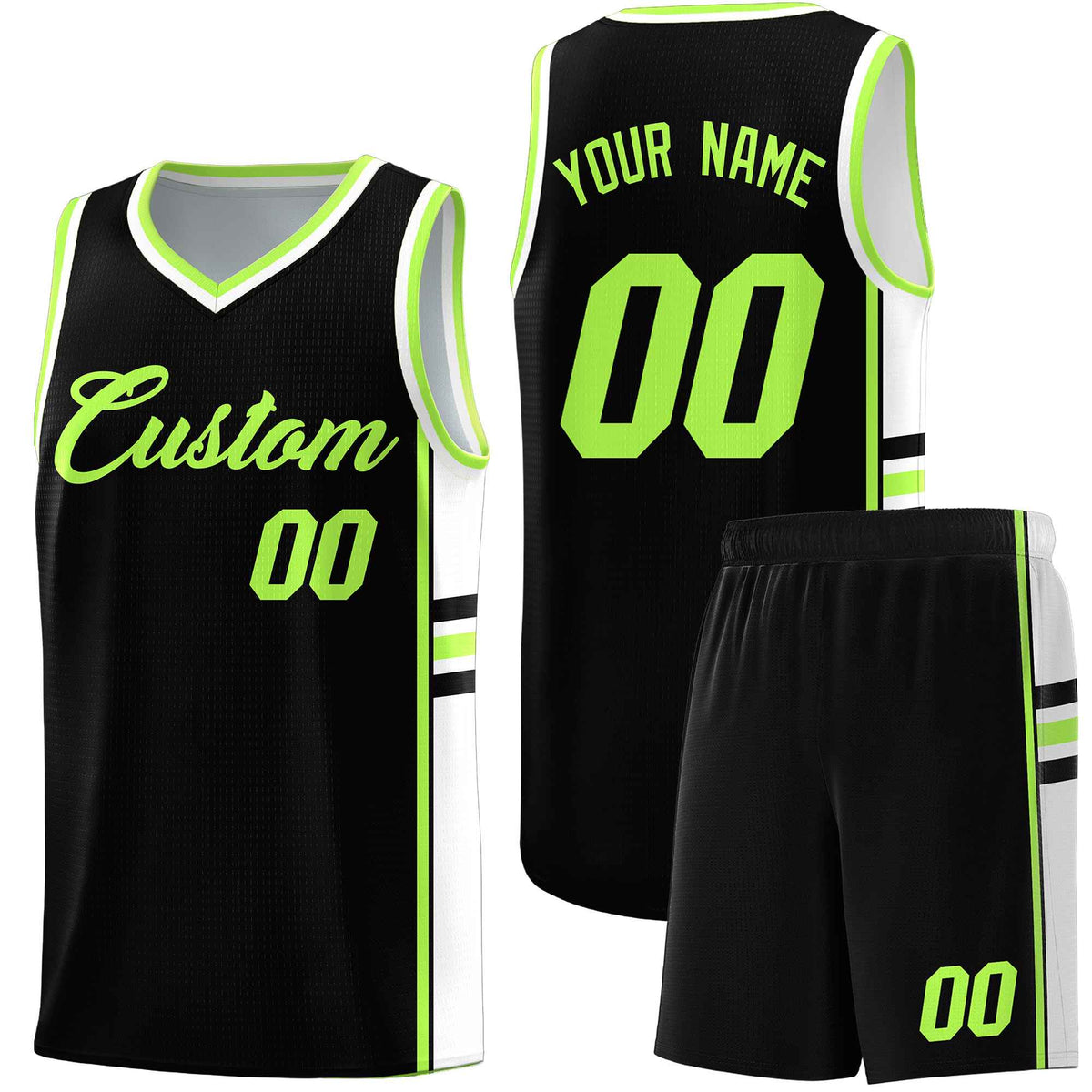 Custom Youth Basketball Jersey - Black White Two-Tone Classic Varsity Uniform