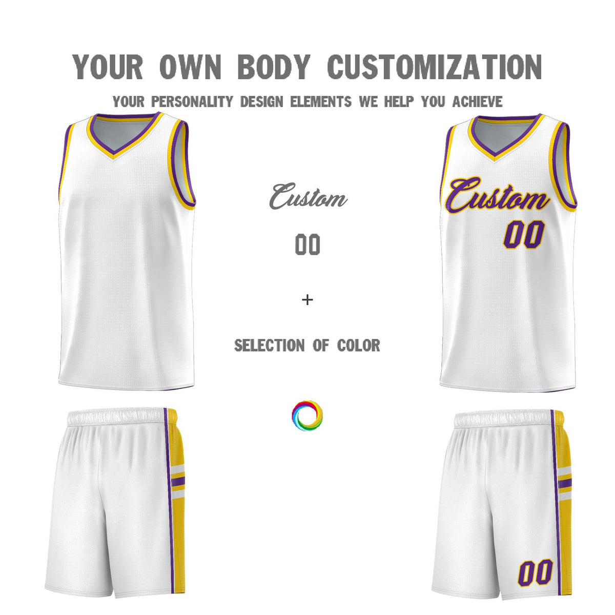 Custom Youth Basketball Jersey - White Gold Personalized Varsity Two-Tone Uniform