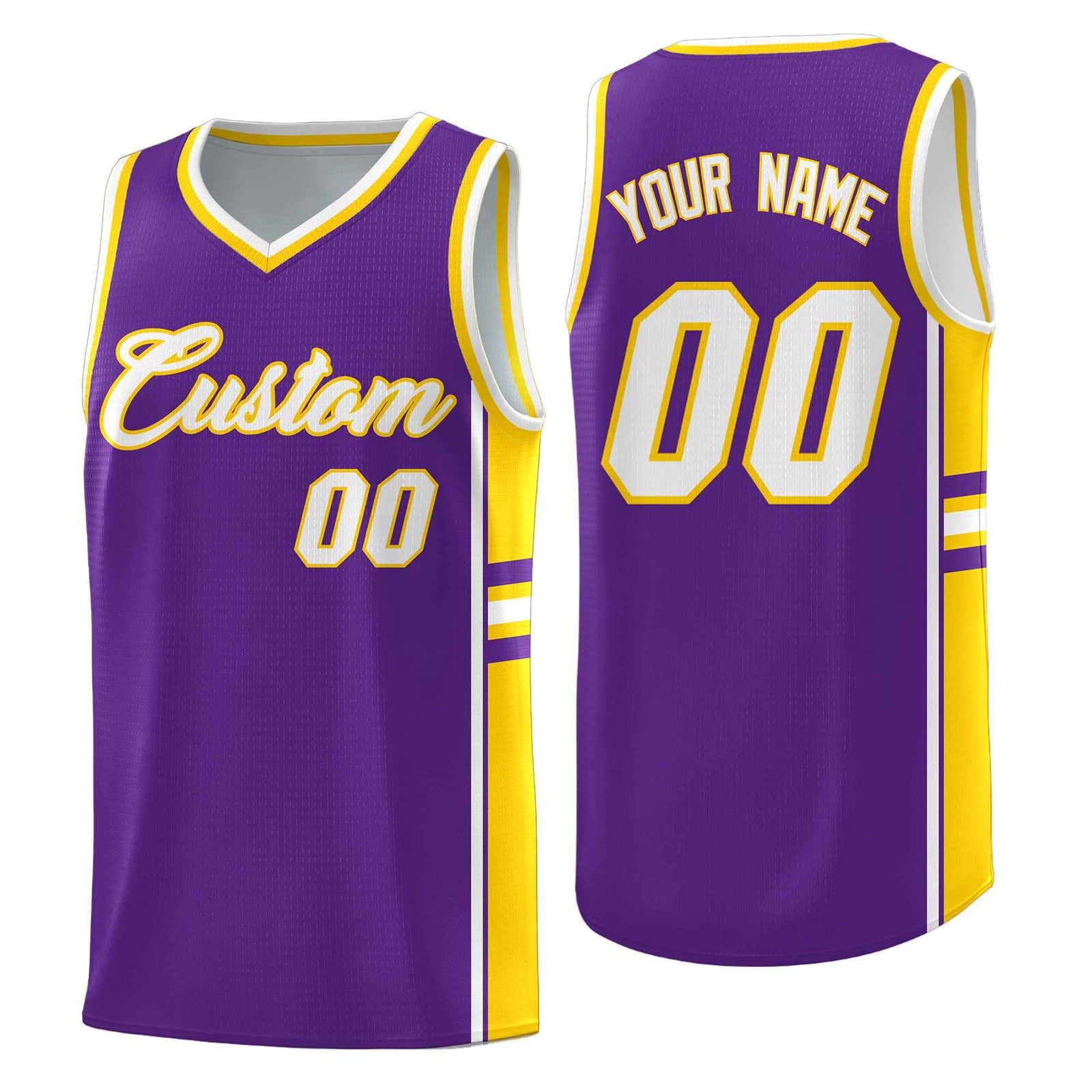 Custom Youth Basketball Jersey - Purple Gold Two-Tone Varsity Jersey Set