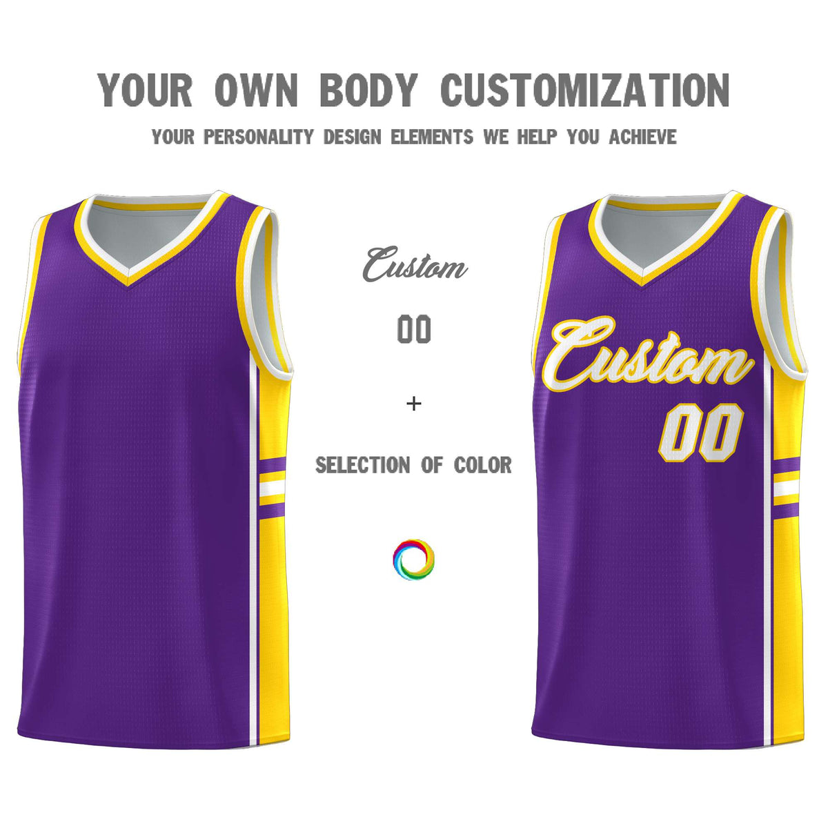 Custom Youth Basketball Jersey - Purple Gold Two-Tone Varsity Jersey Set