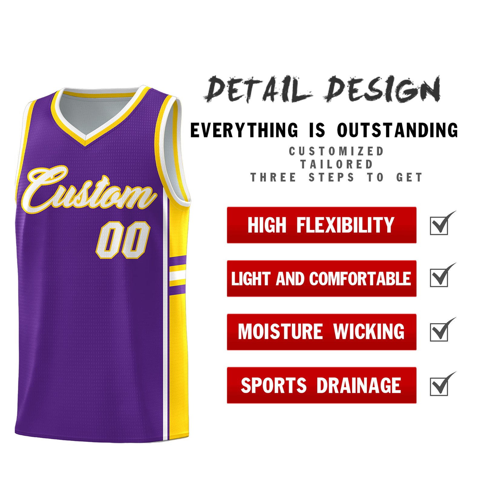 Custom Youth Basketball Jersey - Purple Gold Two-Tone Varsity Jersey Set