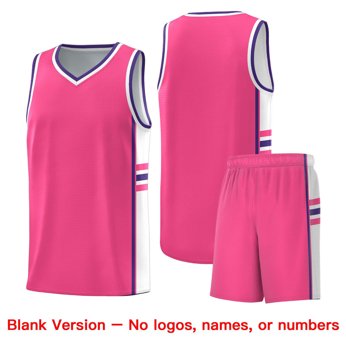 Custom Youth Basketball Jersey - Pink White Two-Tone Varsity Jersey Set