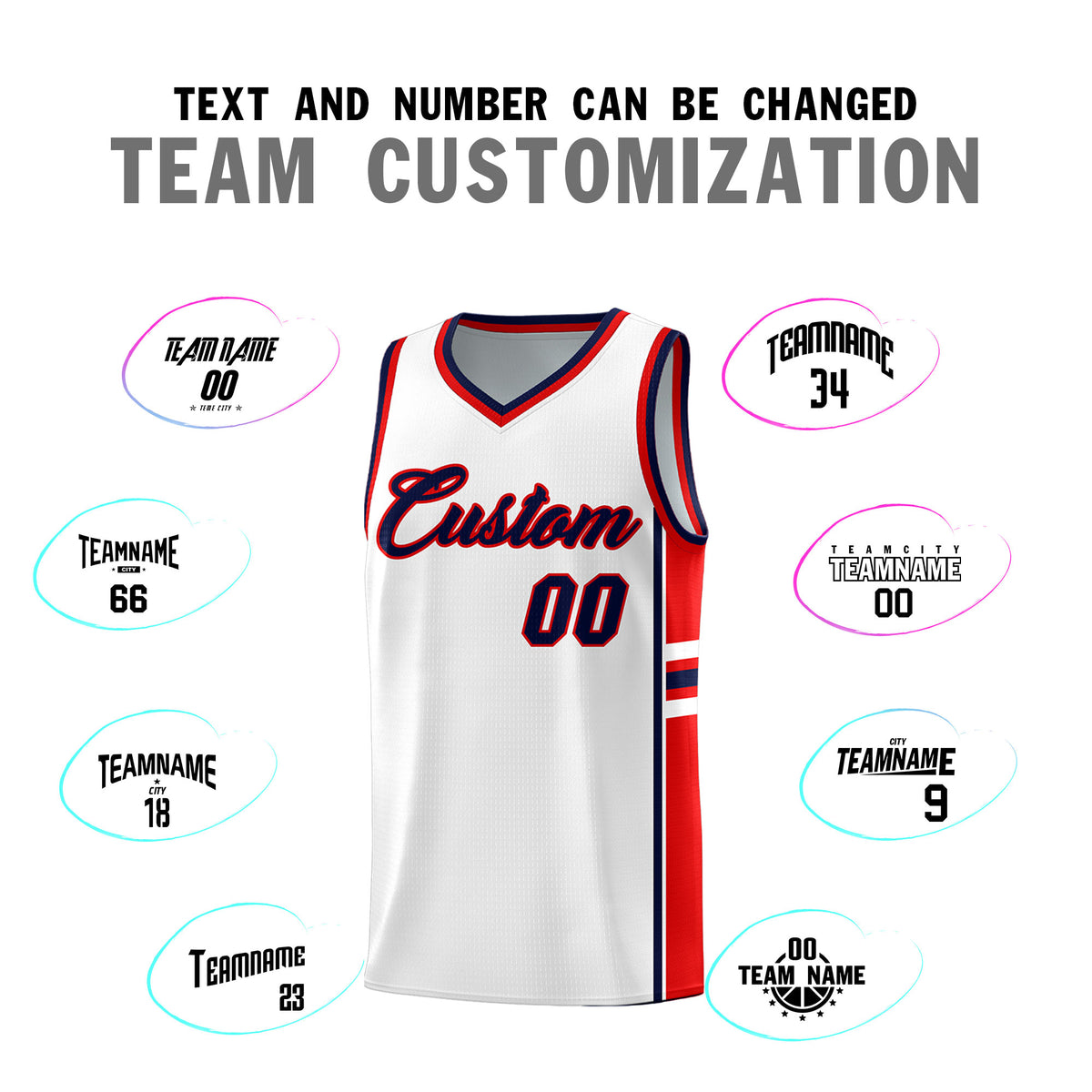Custom Youth Basketball Jersey - White Red Personalized Varsity Two-Tone Uniform