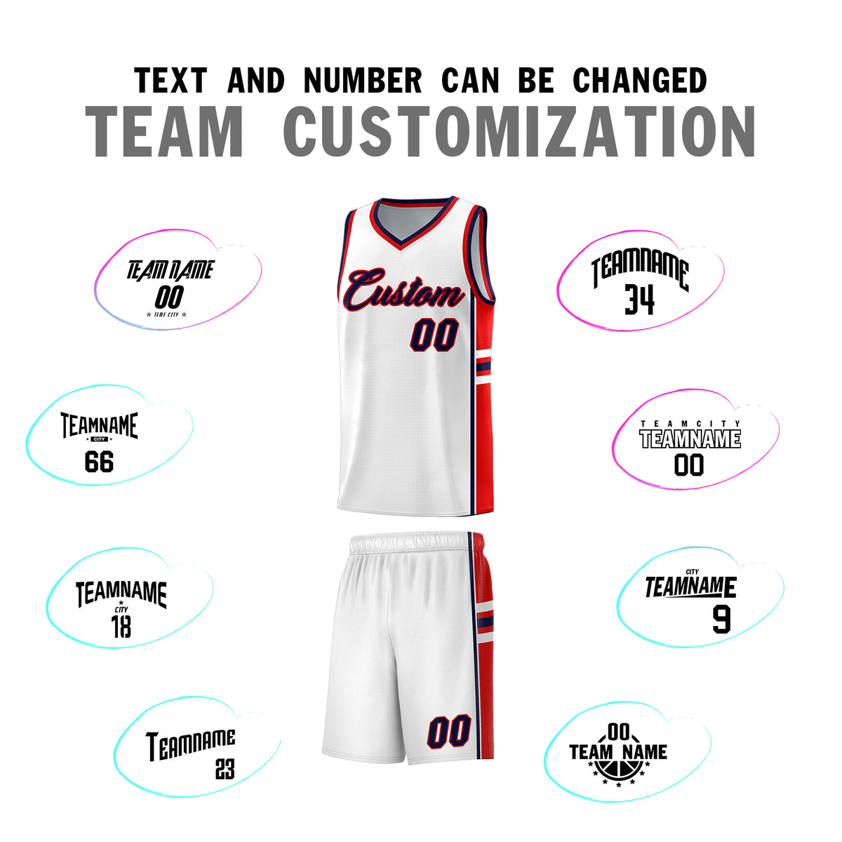 Custom Youth Basketball Jersey - White Red Personalized Varsity Two-Tone Uniform