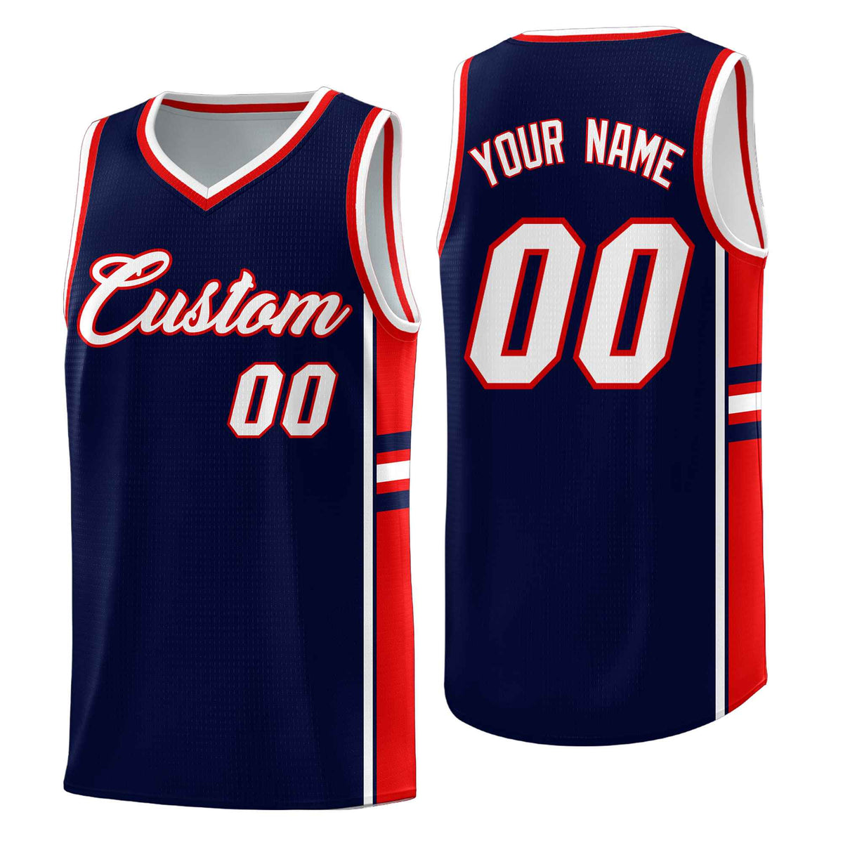 Custom Youth Basketball Jersey - Navy Red Two-Tone Varsity Jersey Set