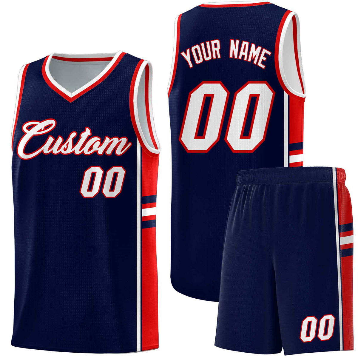 Custom Youth Basketball Jersey - Navy Red Two-Tone Varsity Jersey Set