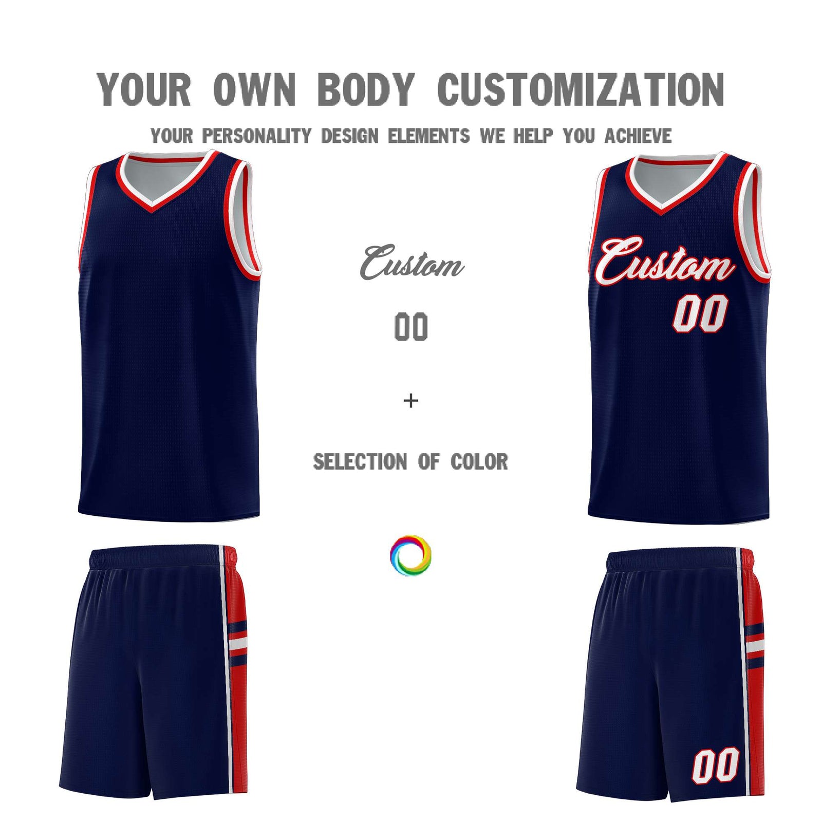 Custom Youth Basketball Jersey - Navy Red Two-Tone Varsity Jersey Set