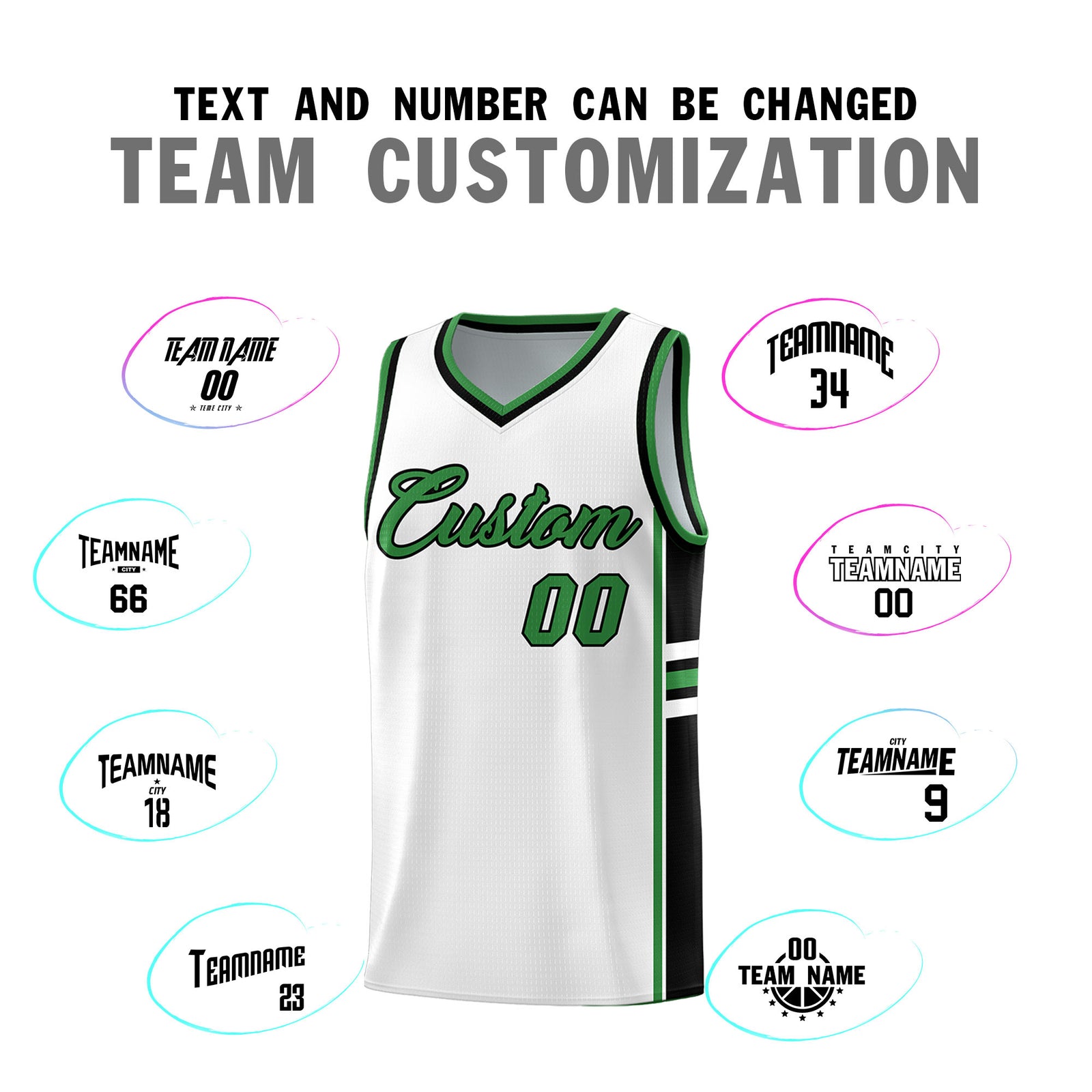 Custom Youth Basketball Jersey - White Kelly Green Two-Tone Varsity Jersey Set