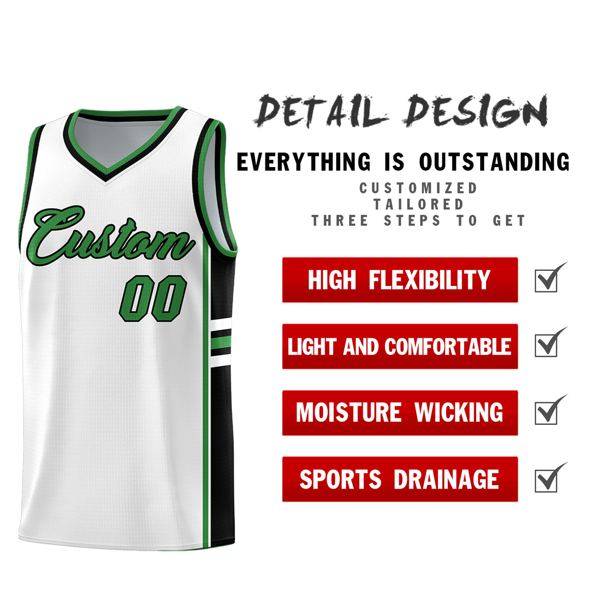Custom Youth Basketball Jersey - White Kelly Green Two-Tone Varsity Jersey Set