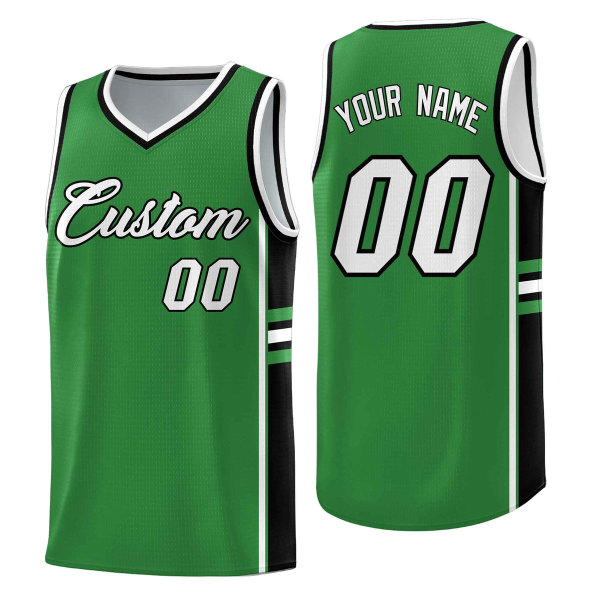 Custom Youth Basketball Jersey - Kelly Green Black Two-Tone Varsity Jersey Set