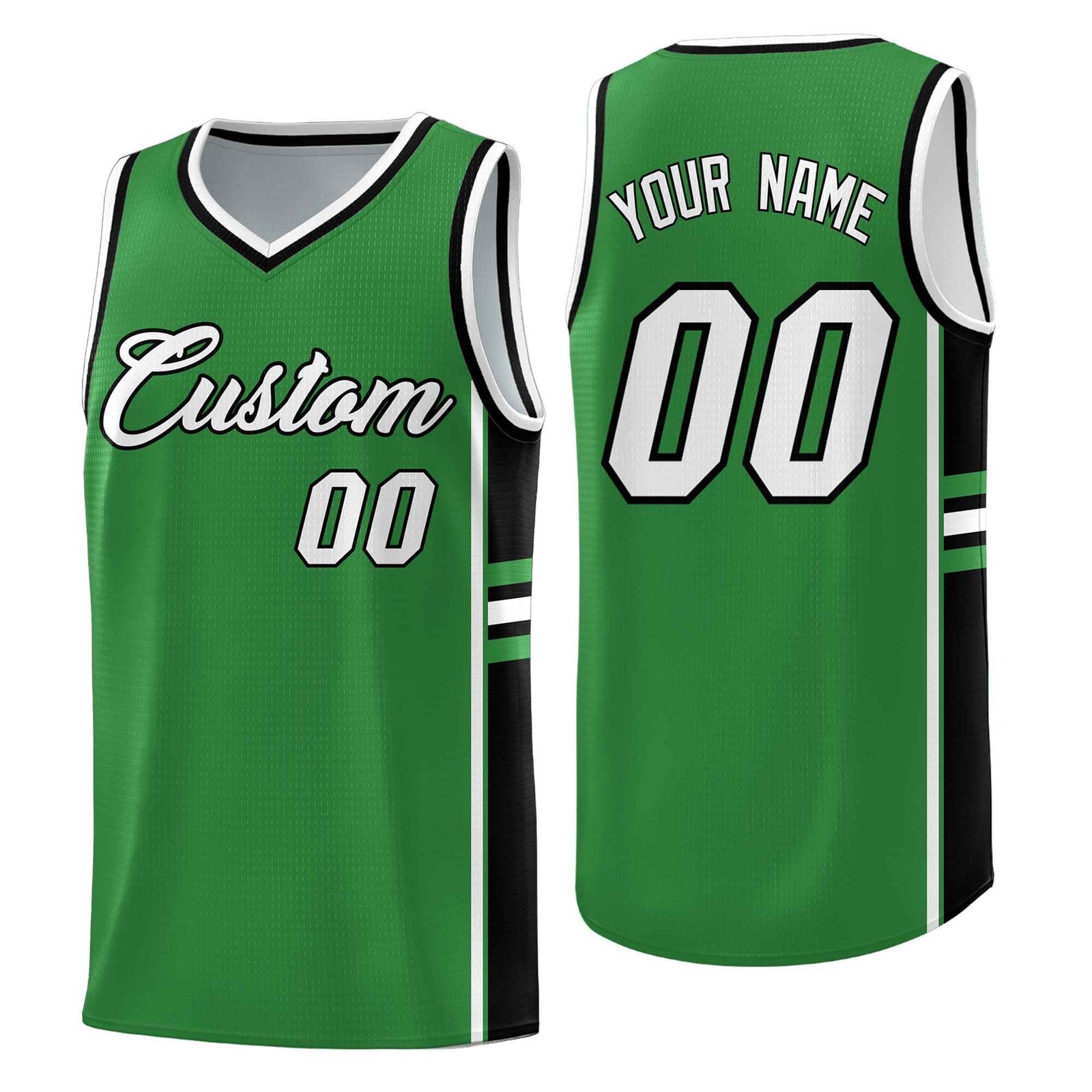 Custom Youth Basketball Jersey - Kelly Green Black Two-Tone Varsity Jersey Set